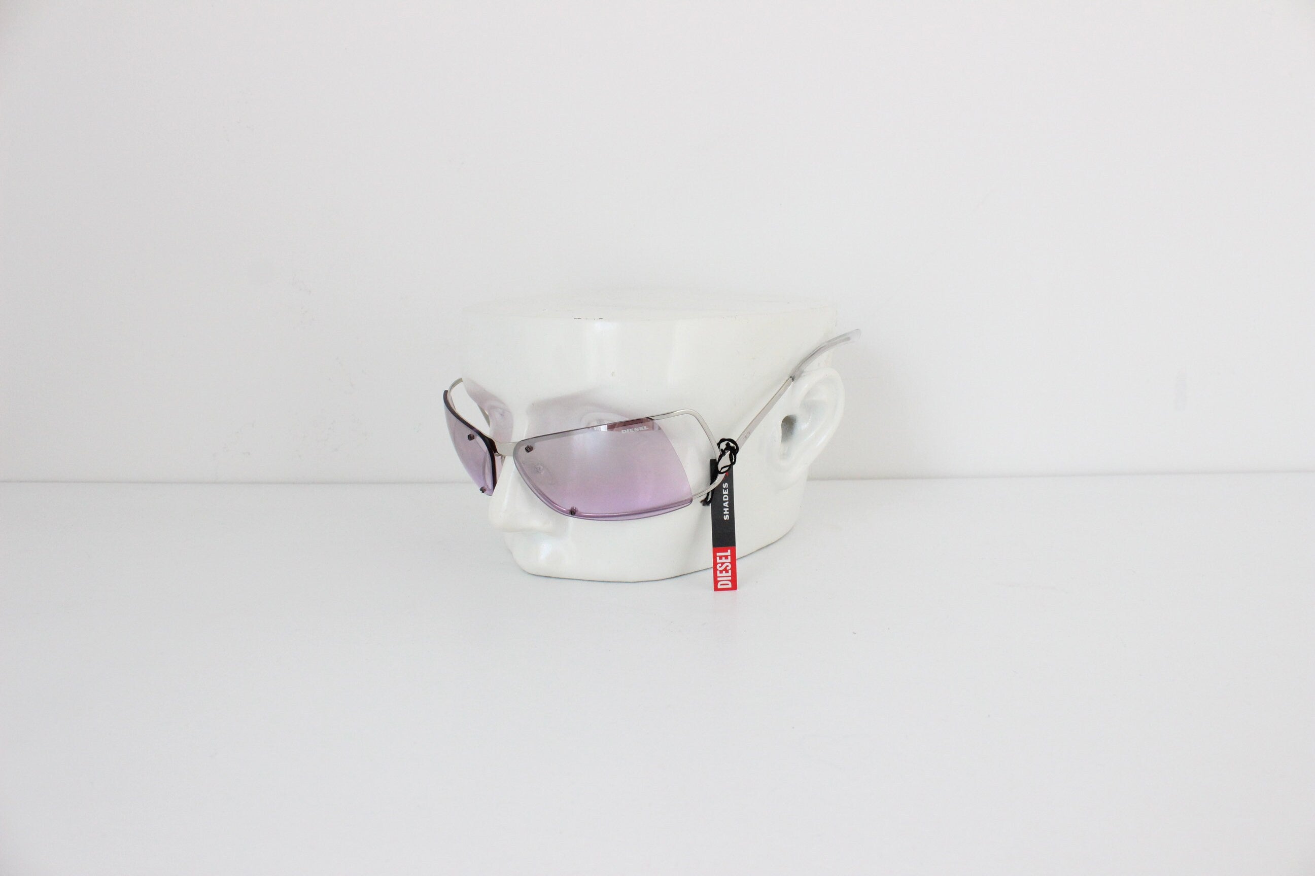 Y2K Diesel Pastel Purple Techno Shield Sunglasses