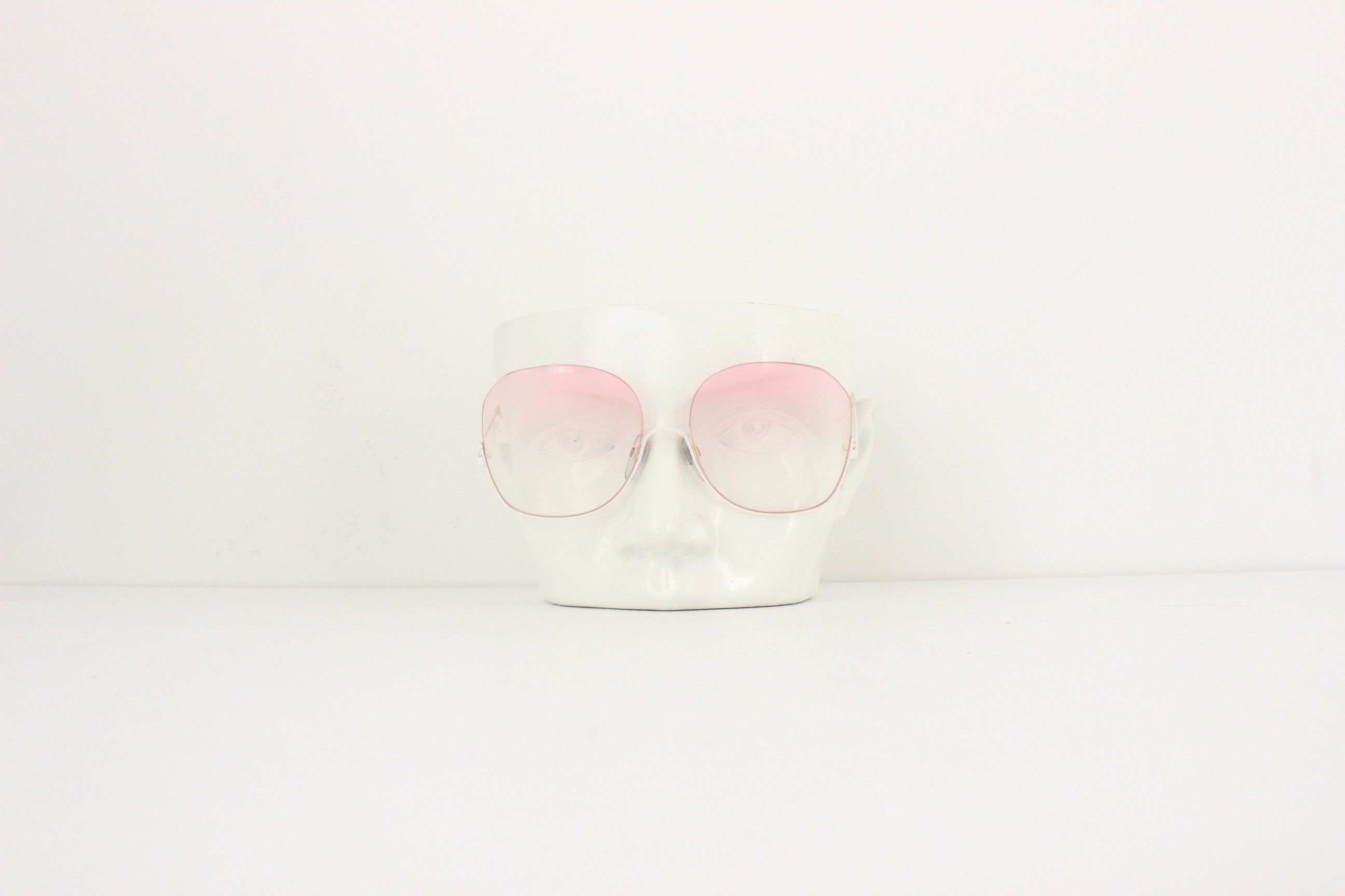 1970s European Pink Lens Half-Frame Sunglasses