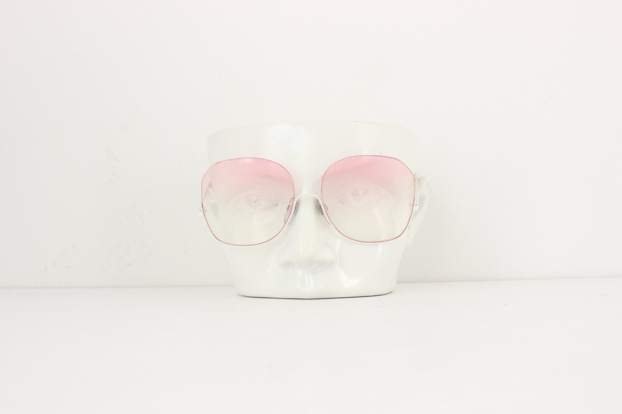 1970s European Pink Lens Half-Frame Sunglasses