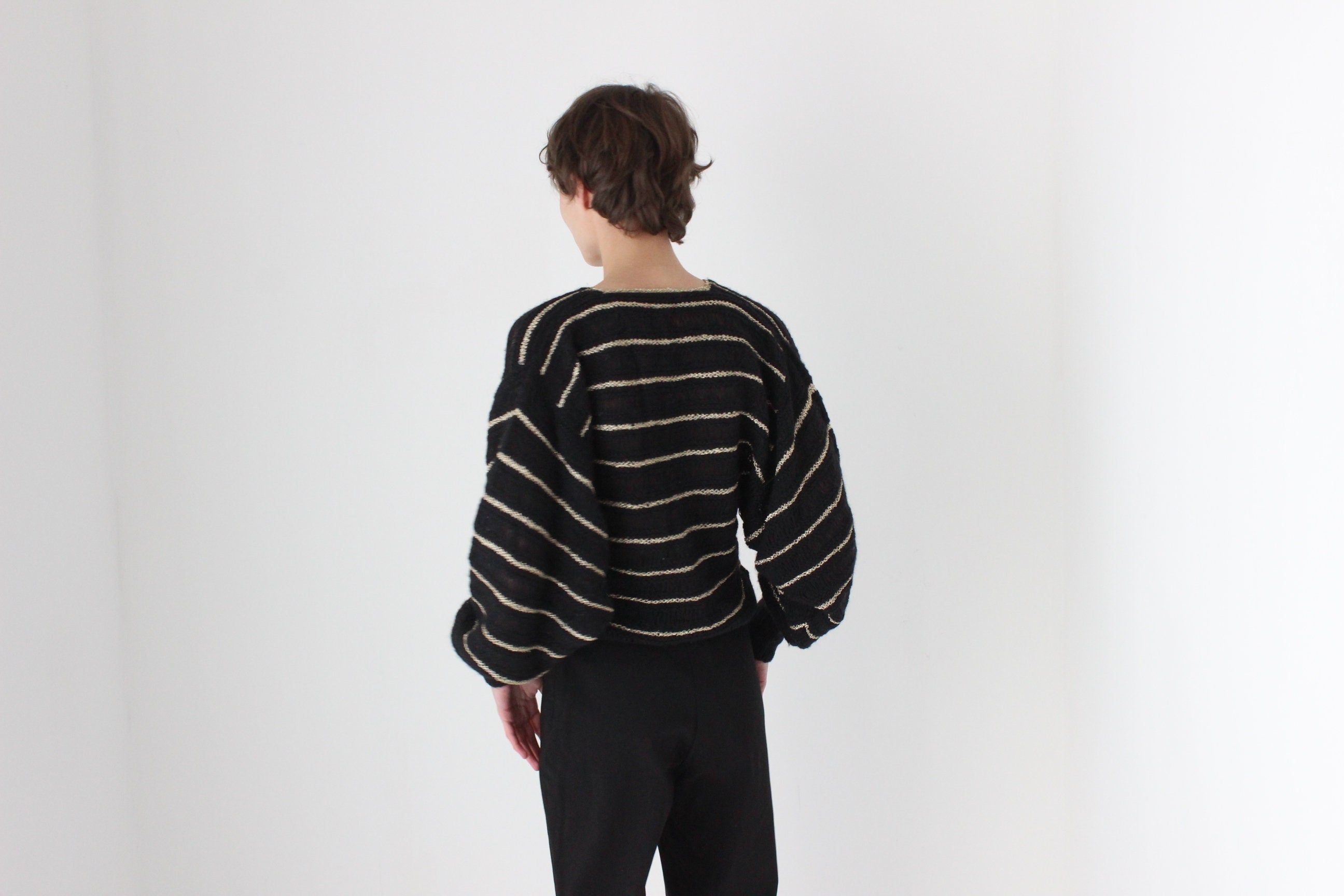 70s Wool & Lurex Batwing Disco Sweater