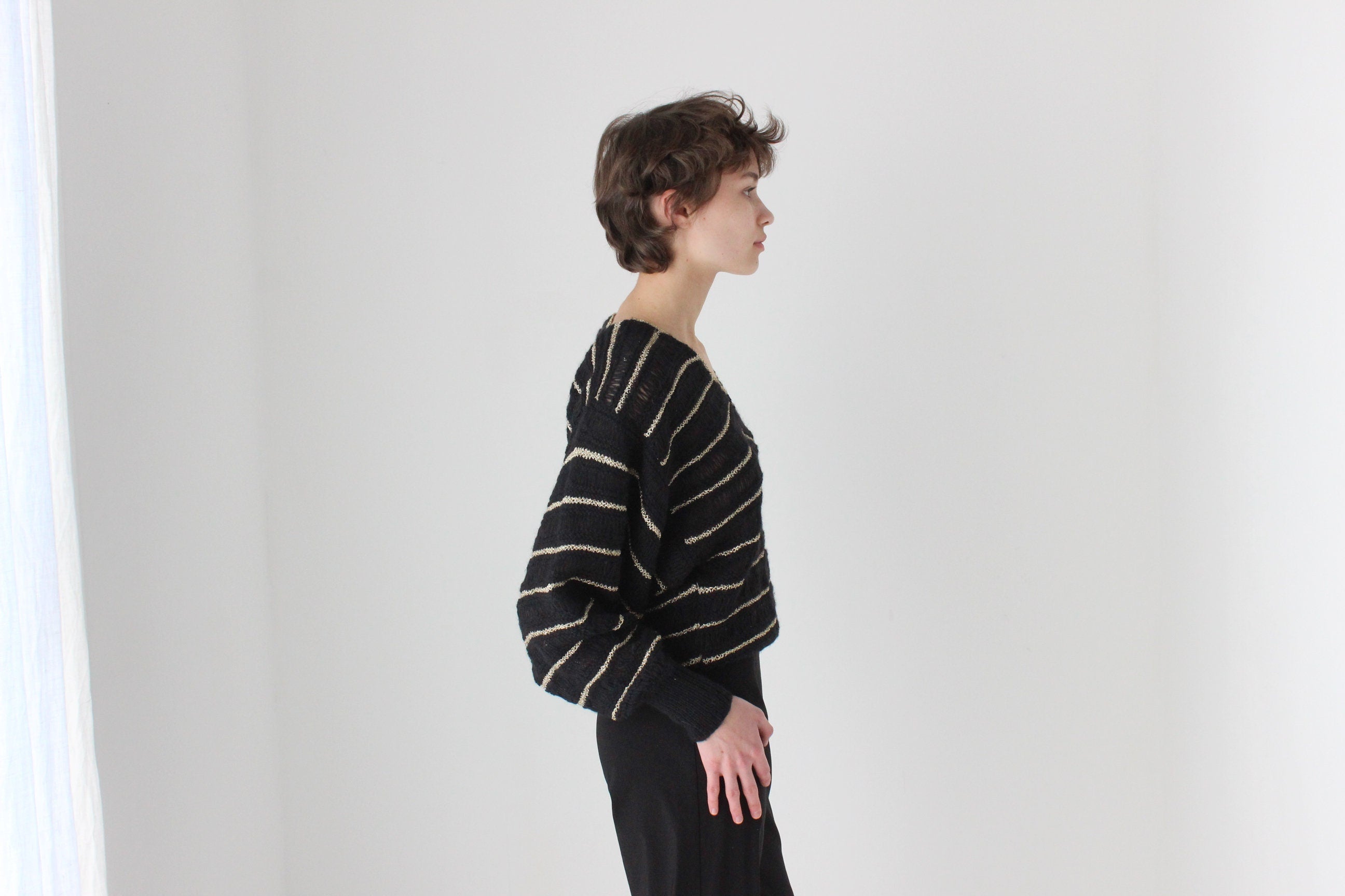 70s Wool & Lurex Batwing Disco Sweater