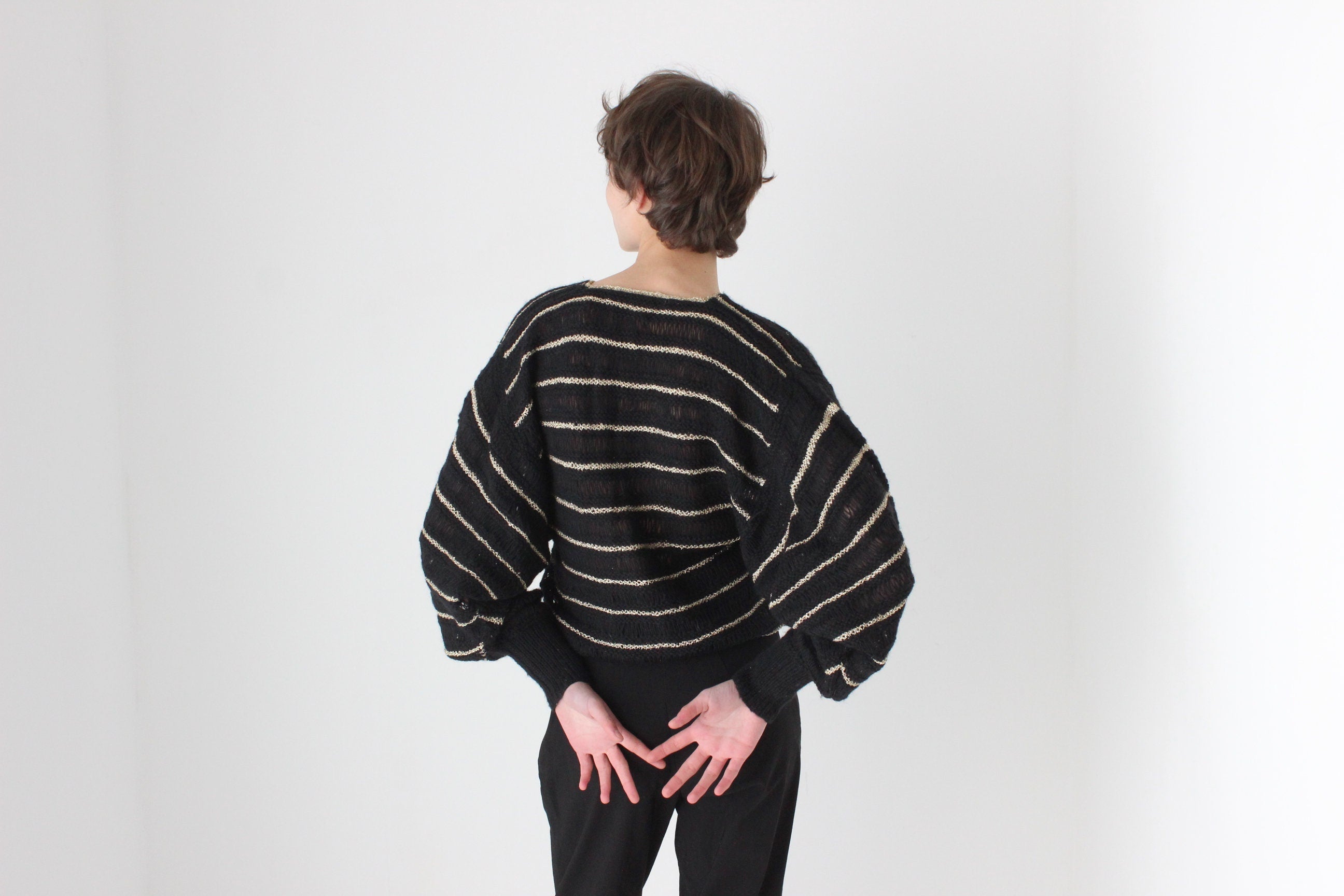 70s Wool & Lurex Batwing Disco Sweater