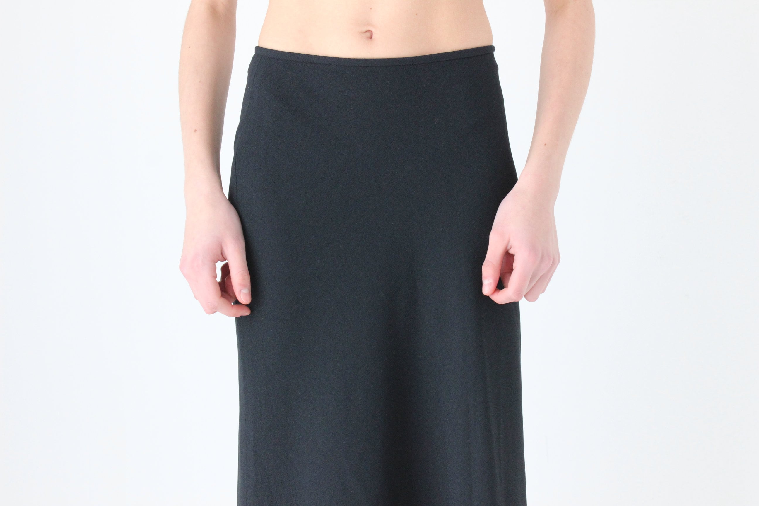 Perfect 90s Minimal Black Crepe Skirt