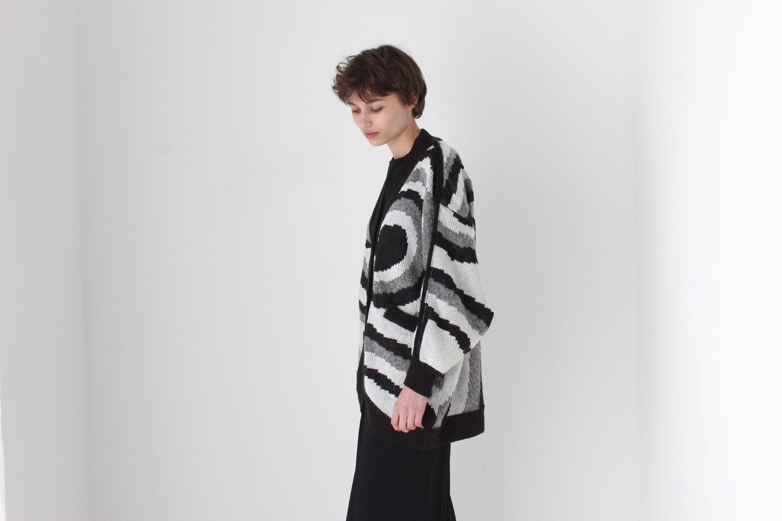 Trippy 80s Abstract Cocoon Batwing Knit