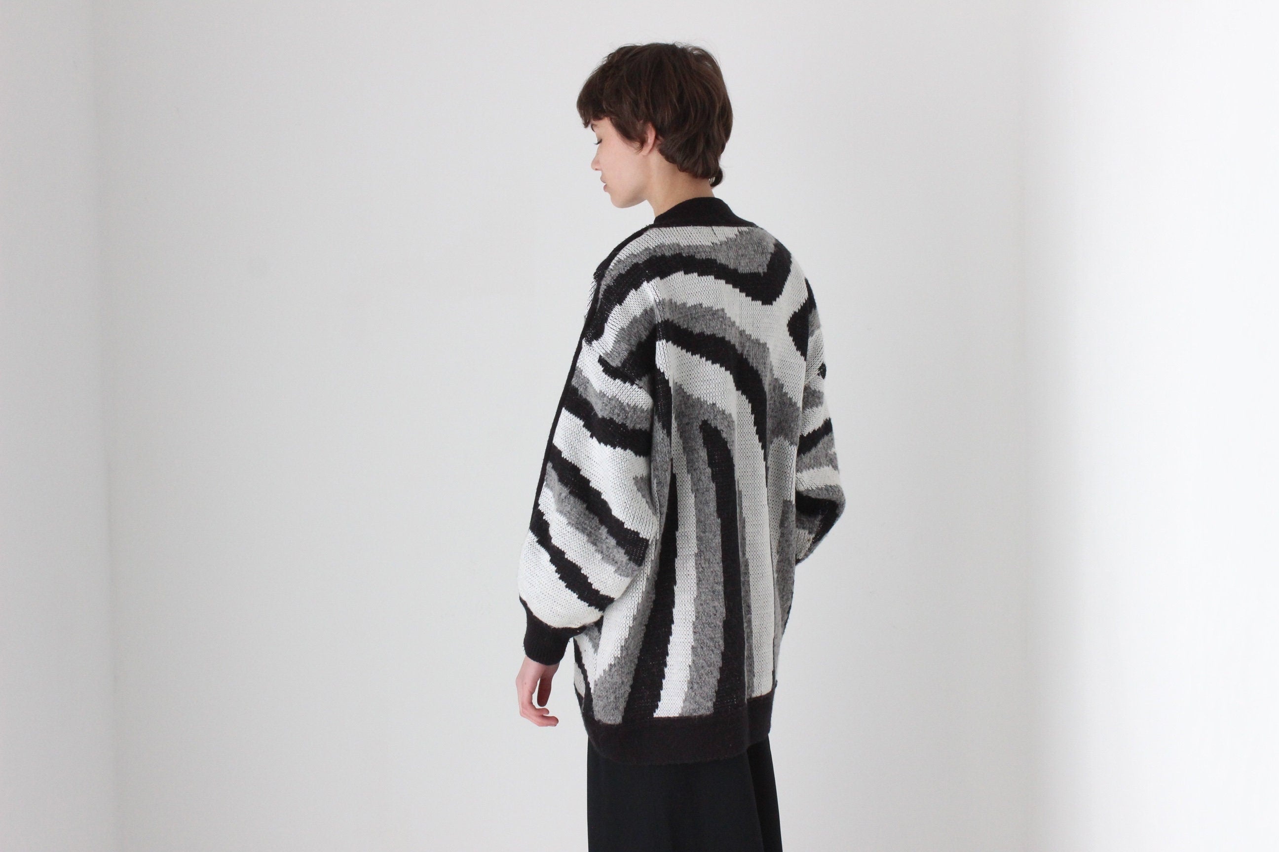 Trippy 80s Abstract Cocoon Batwing Knit