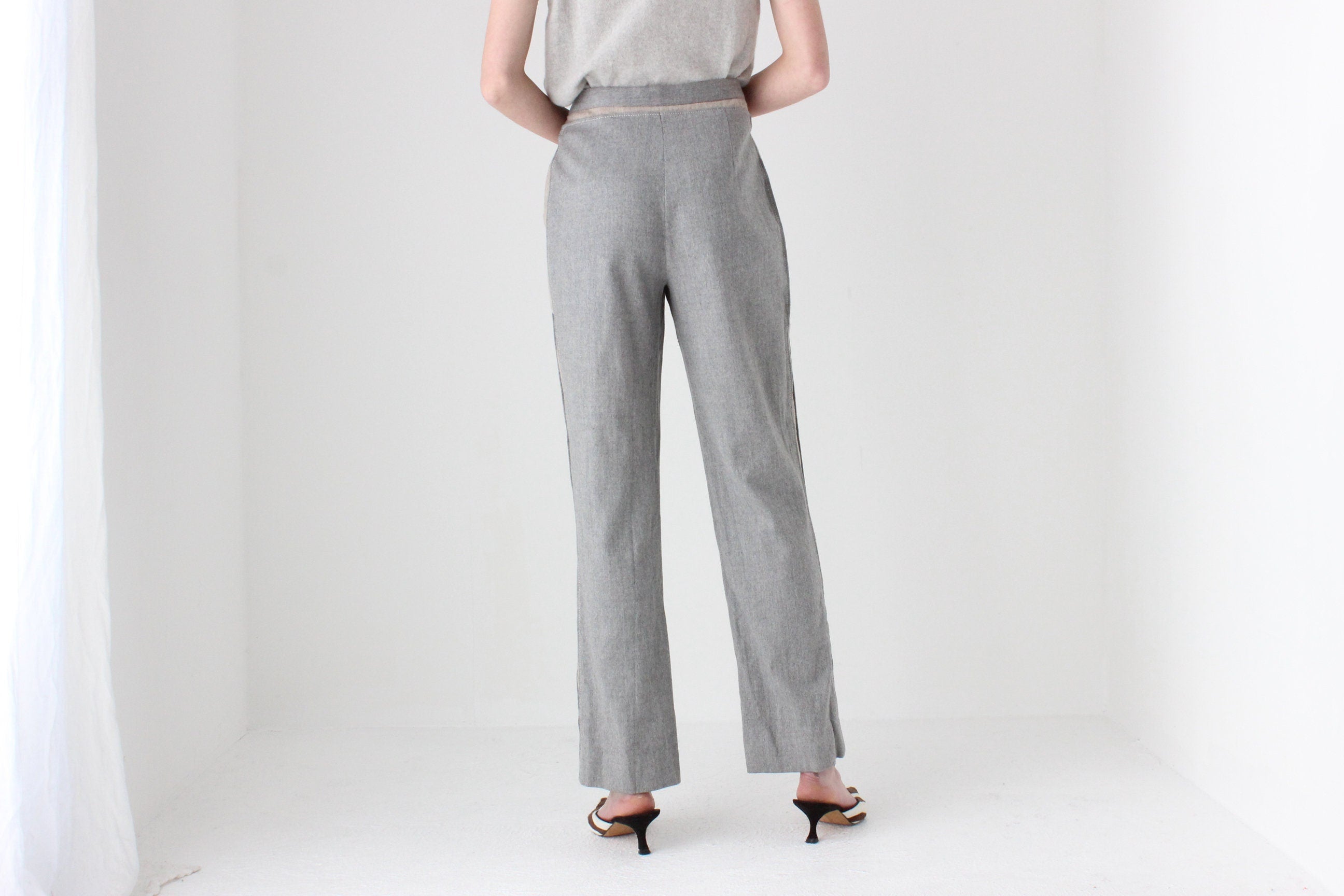 90s Moschino Grey Virgin Wool Trousers