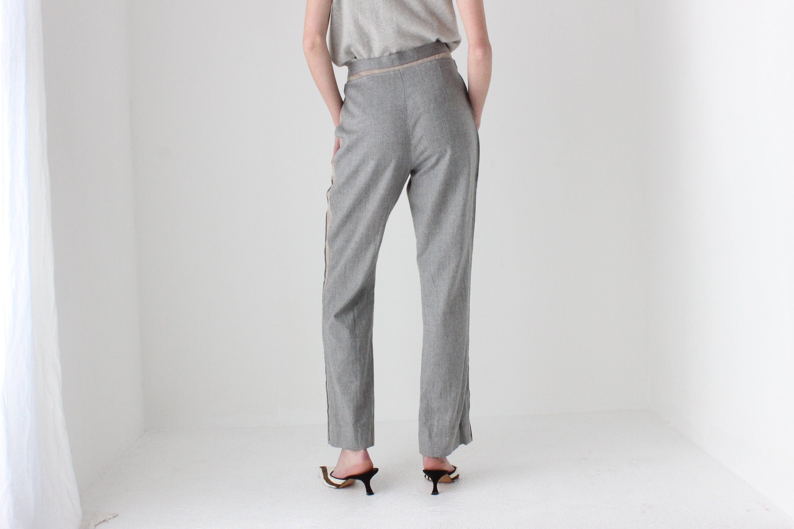 90s Moschino Grey Virgin Wool Trousers