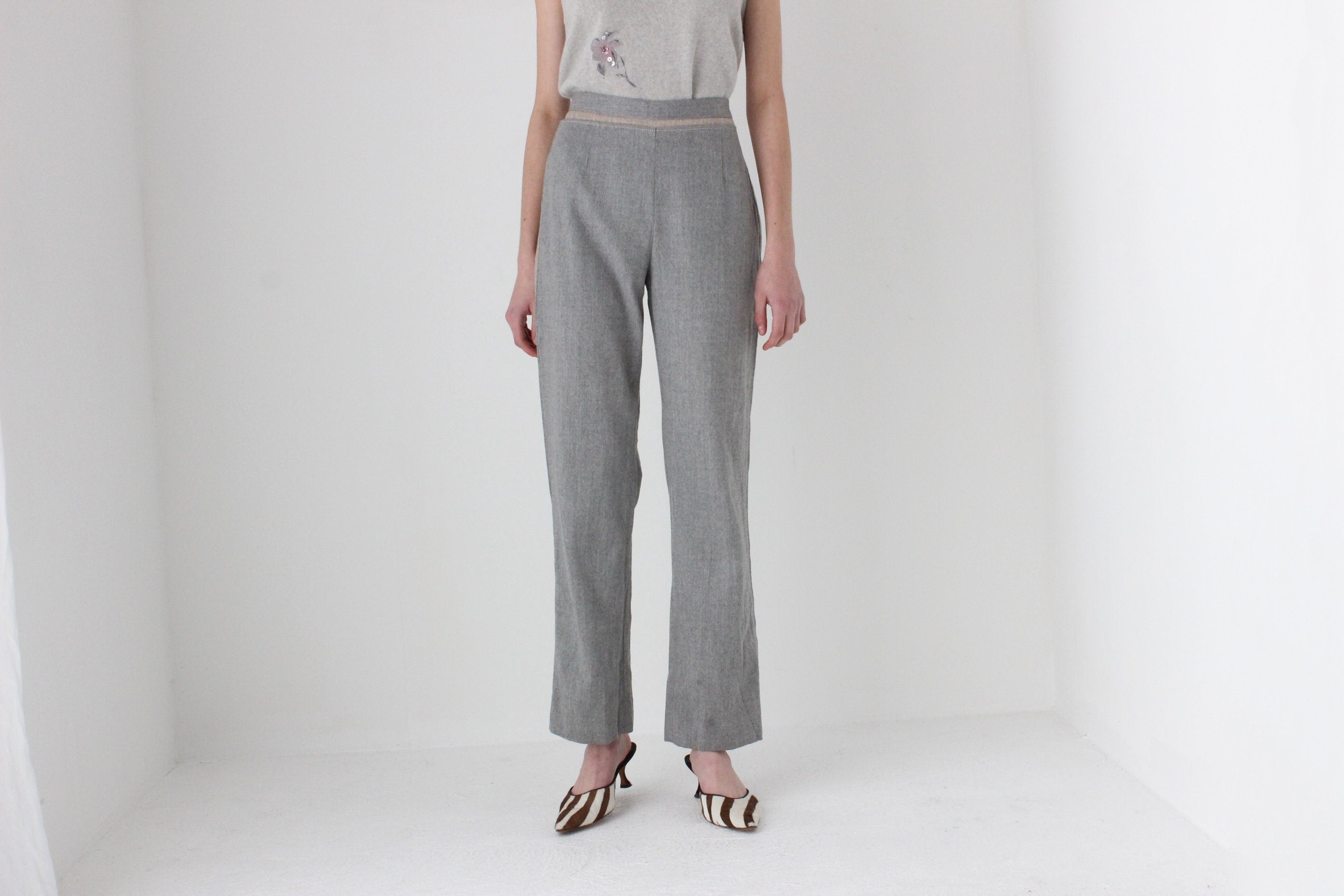 90s Moschino Grey Virgin Wool Trousers