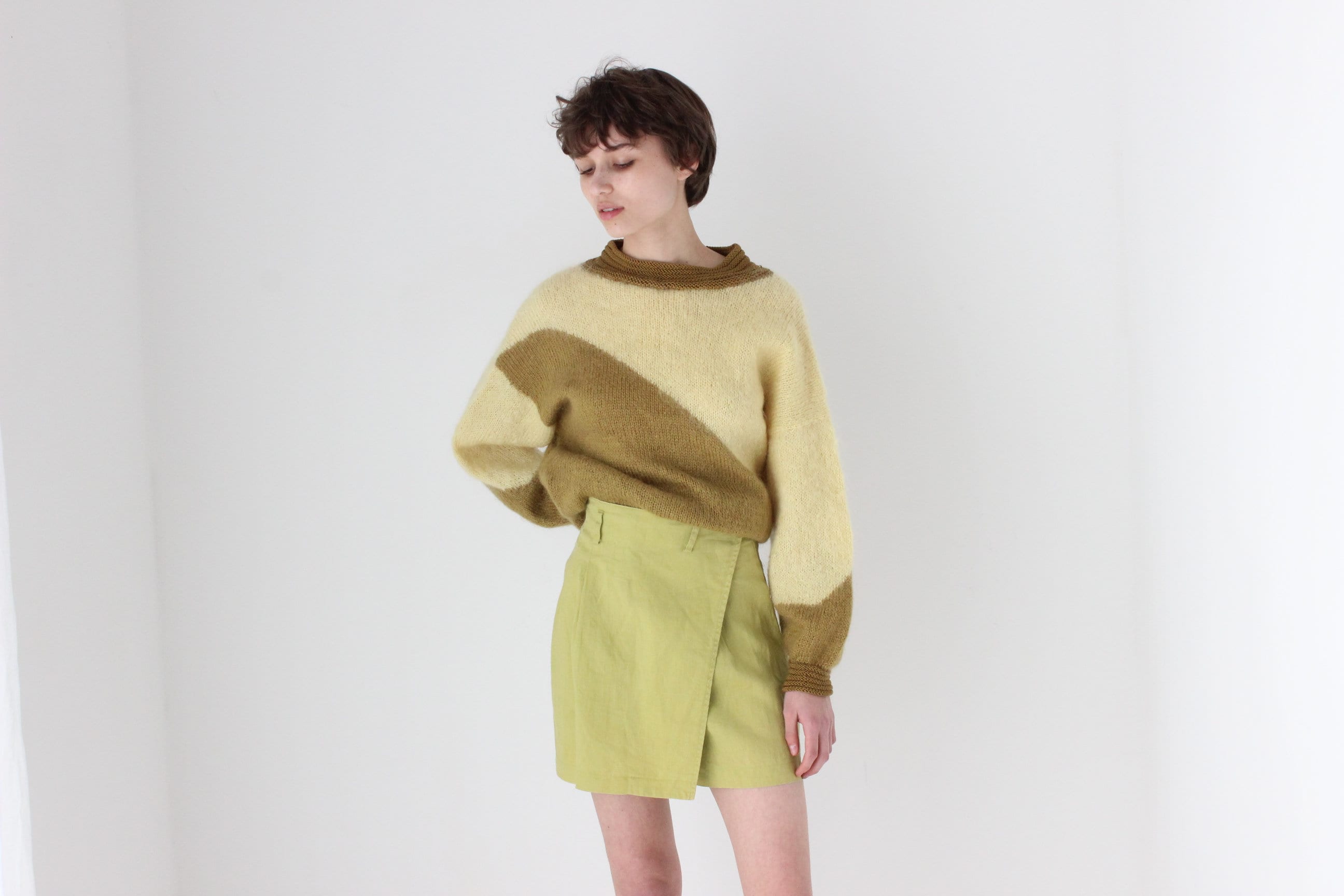 80s Asymmetric Abstract Mohair / Angora / Wool Sweater