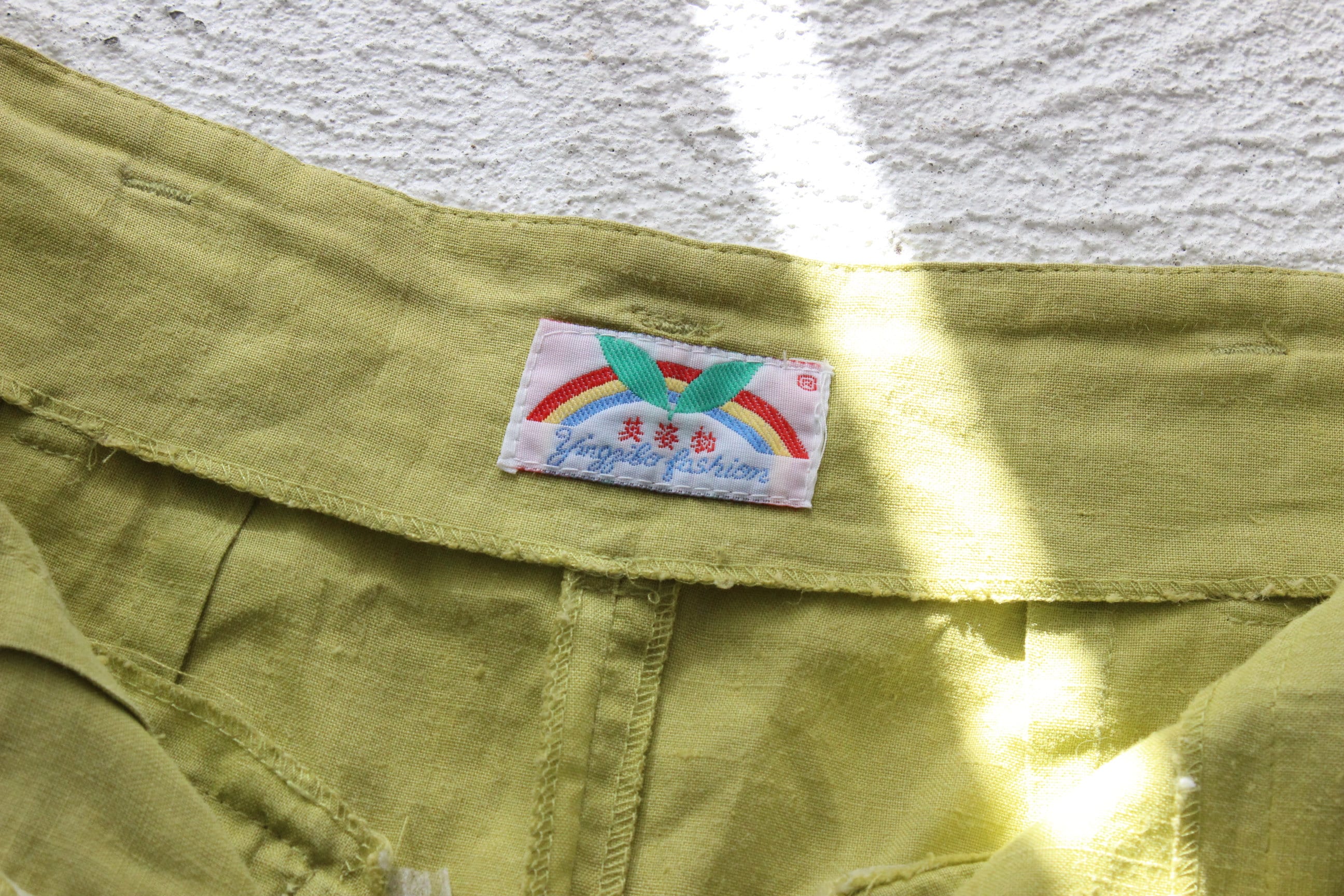 90s Chartreuse Linen 'Skorts'