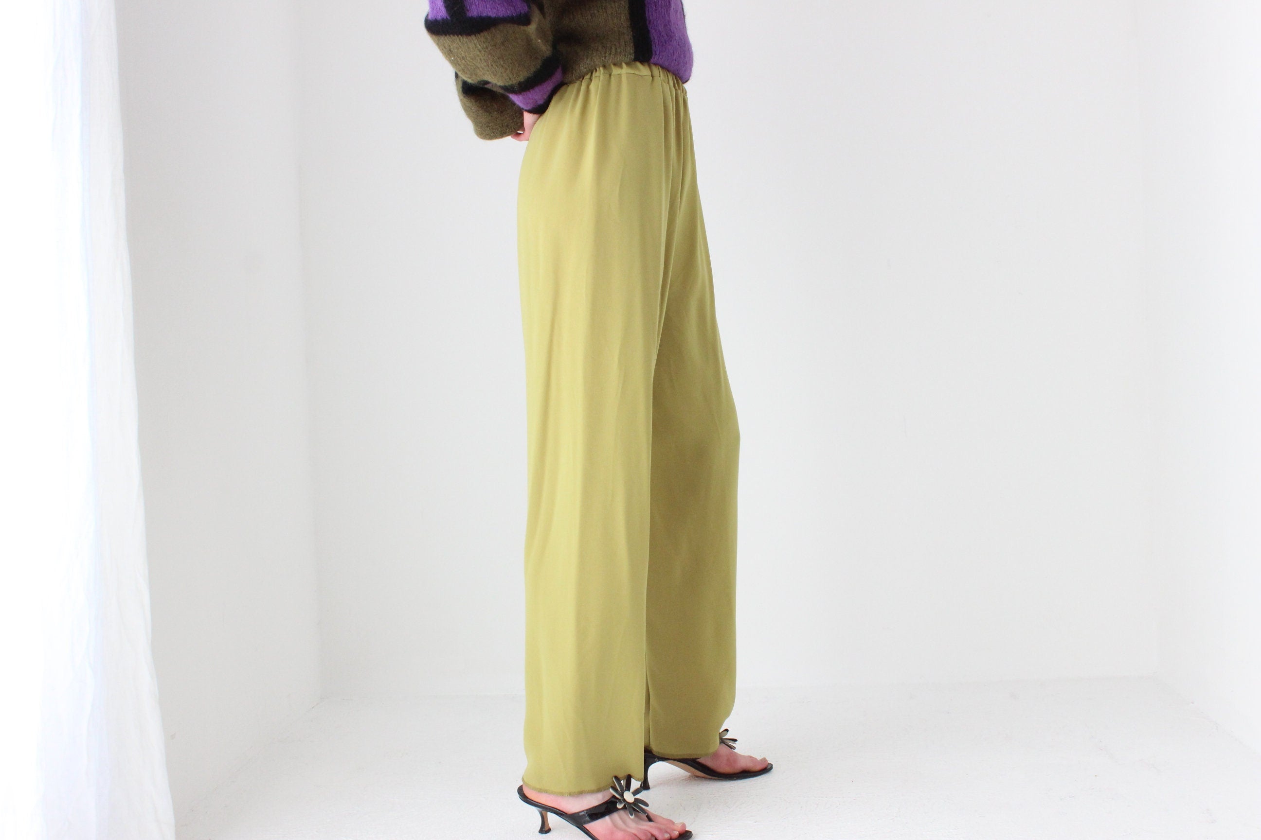 80s Relaxed Chartreuse Trousers