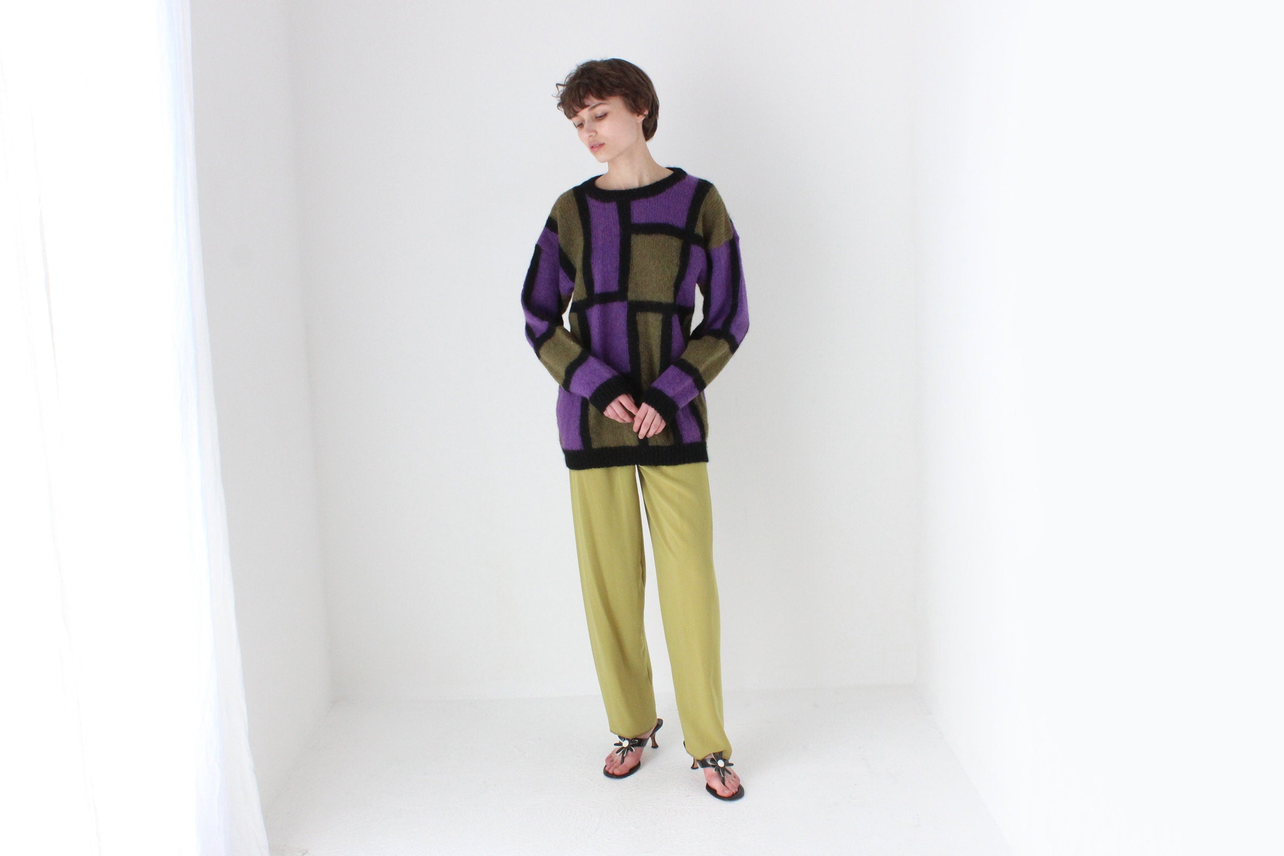 80s Relaxed Chartreuse Trousers