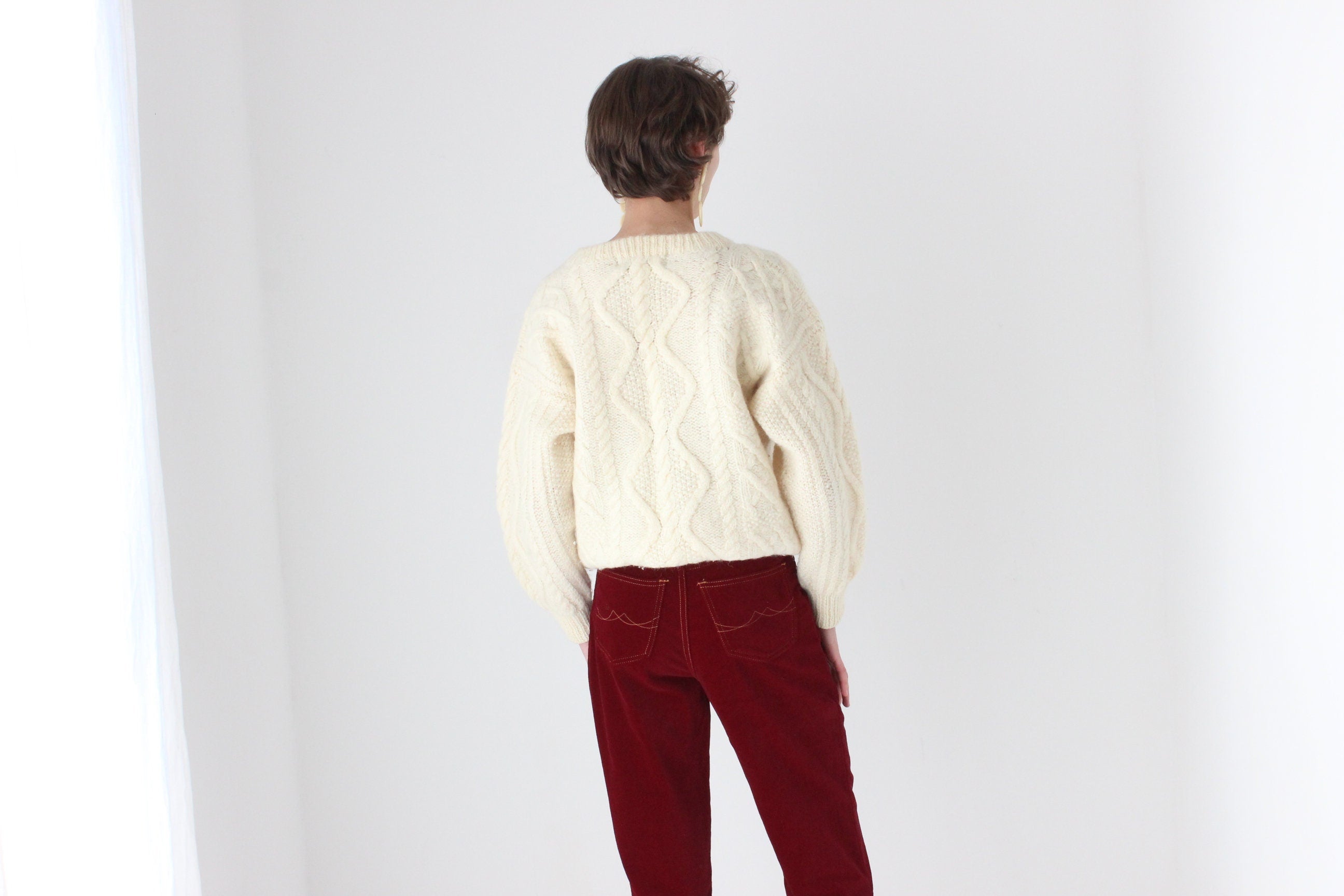 80s Pure Wool Chunky Cable Knit Sweater