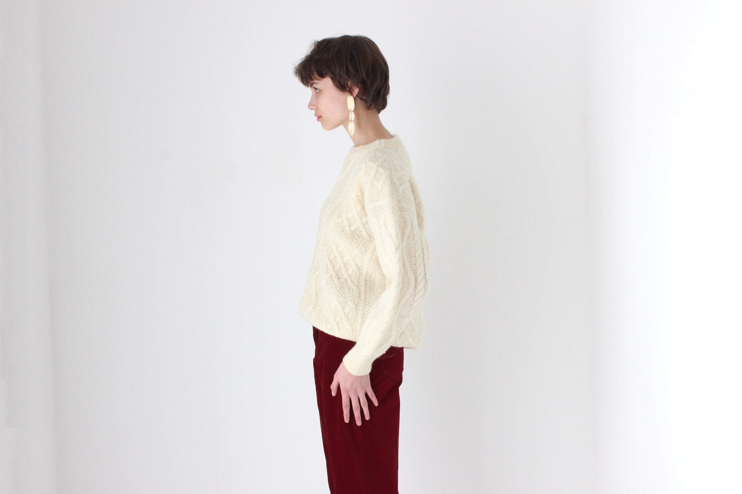 80s Pure Wool Chunky Cable Knit Sweater