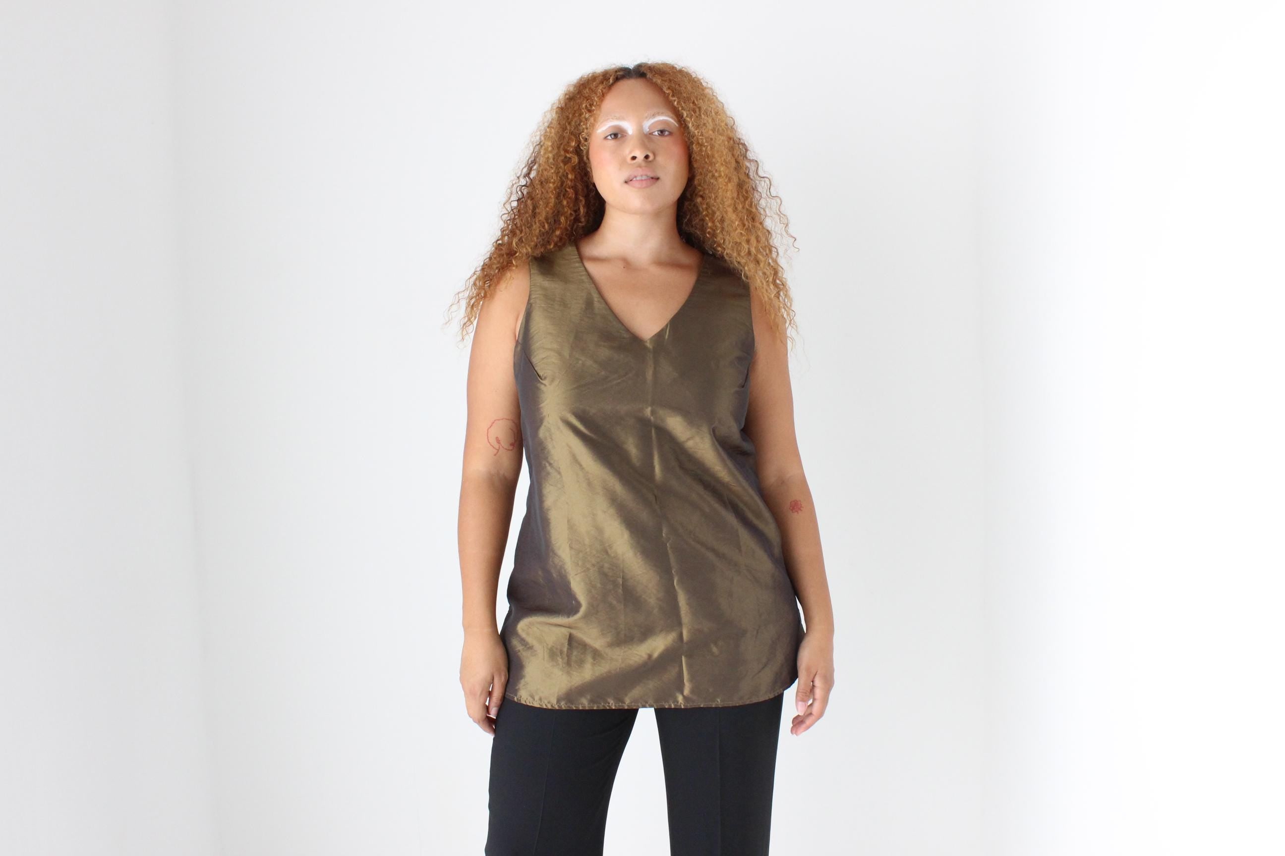 90s Bronze Metallic Party Top