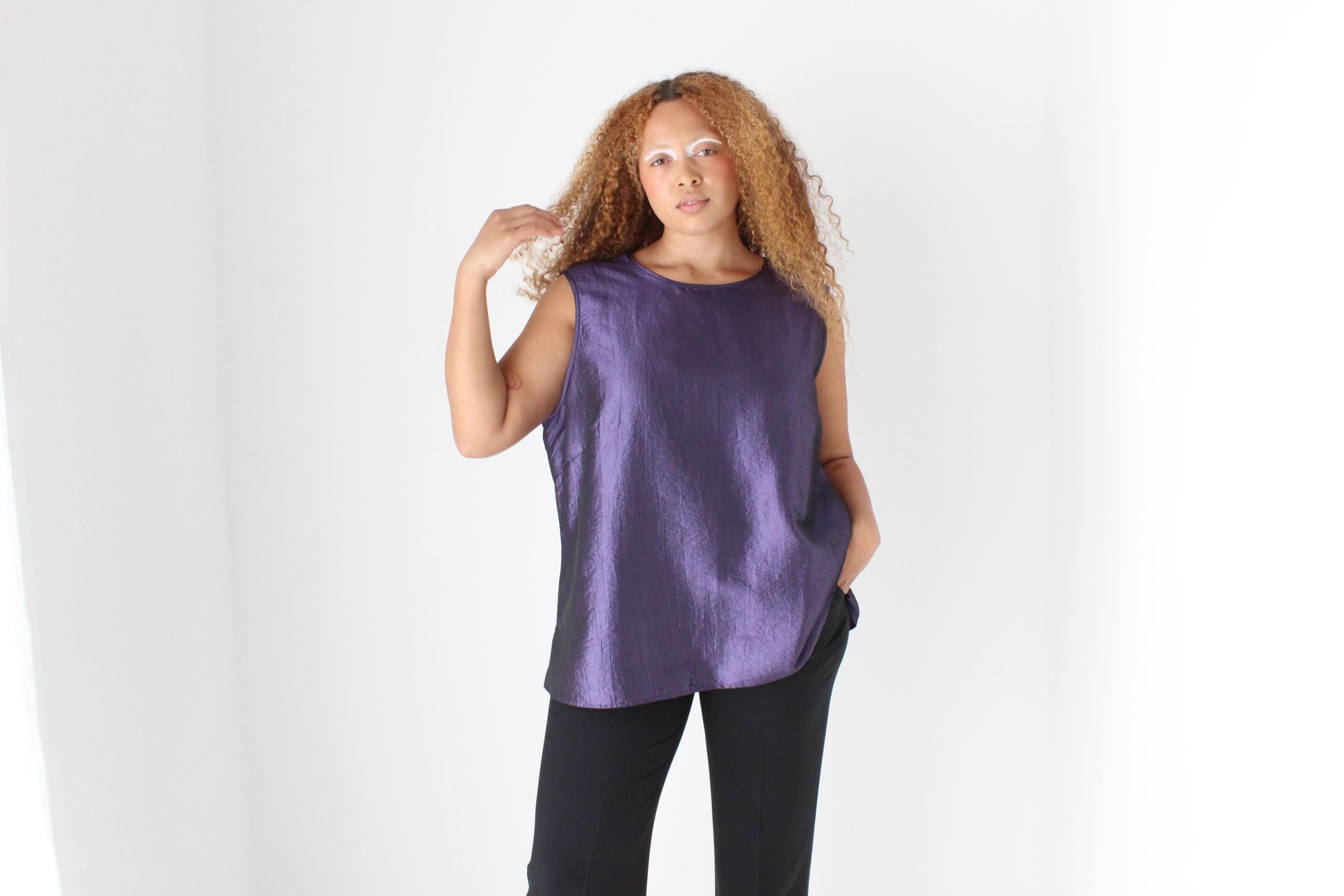 Fab 90s Purple Metallic Party Top