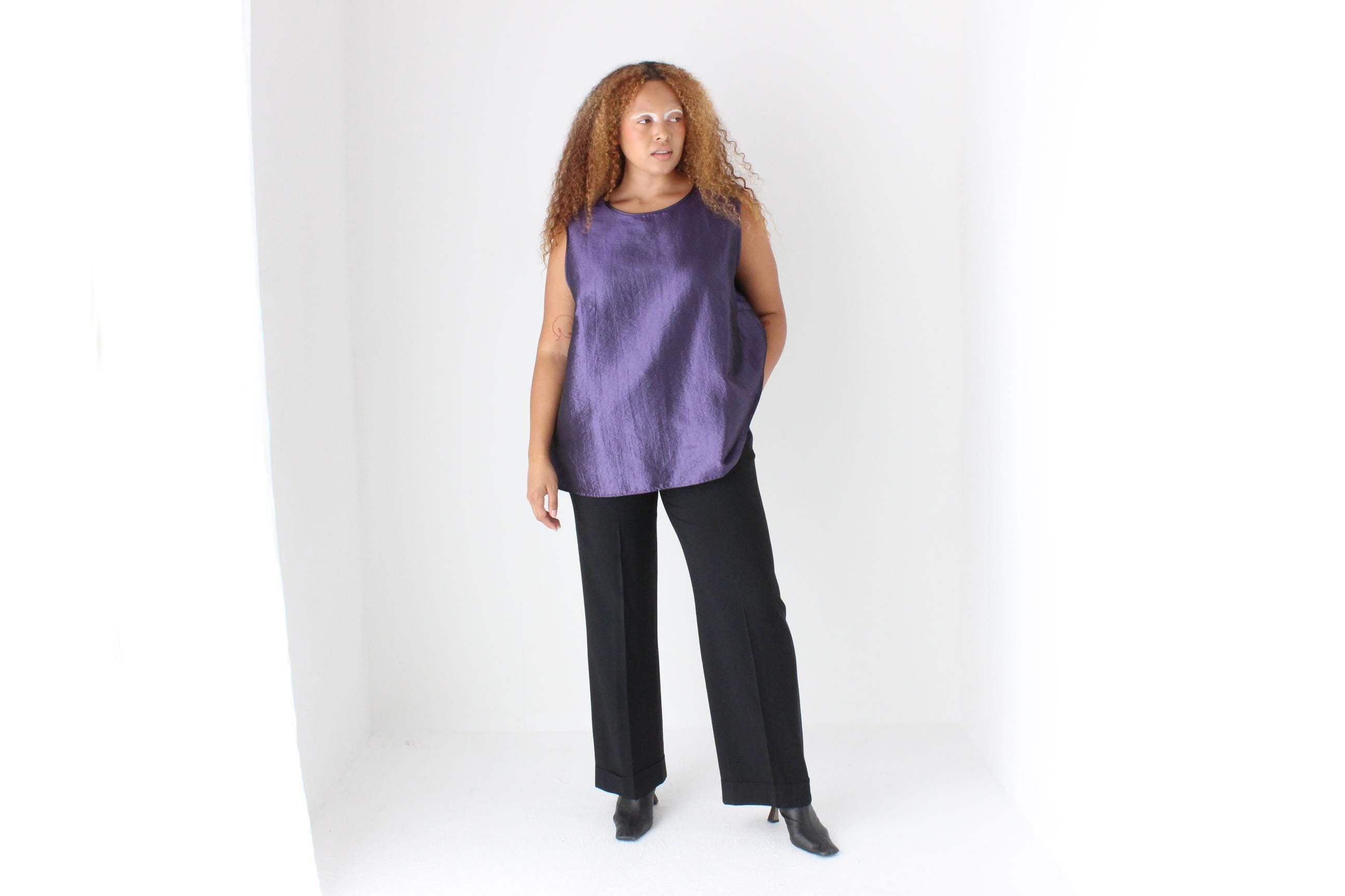 Fab 90s Purple Metallic Party Top