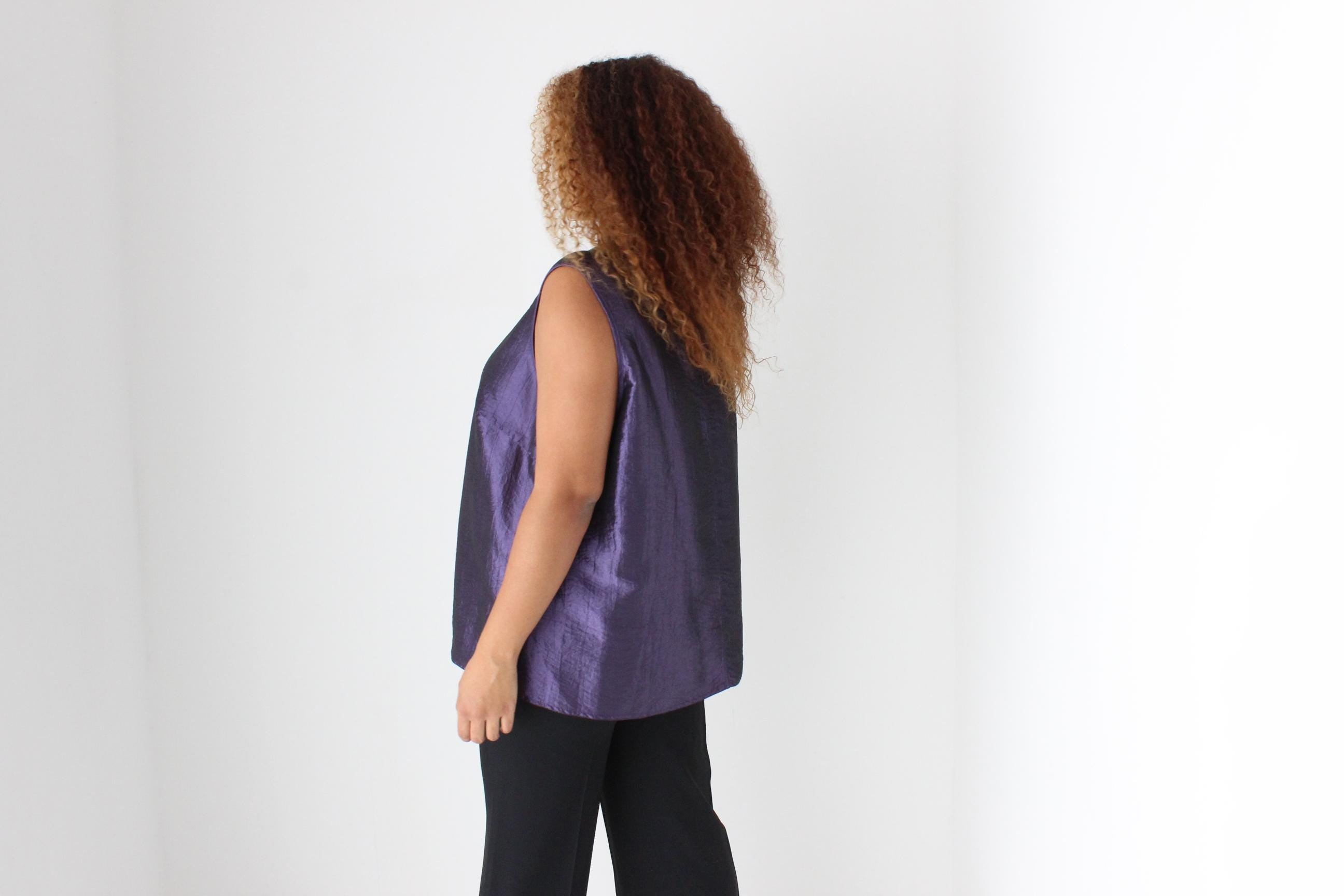 Fab 90s Purple Metallic Party Top