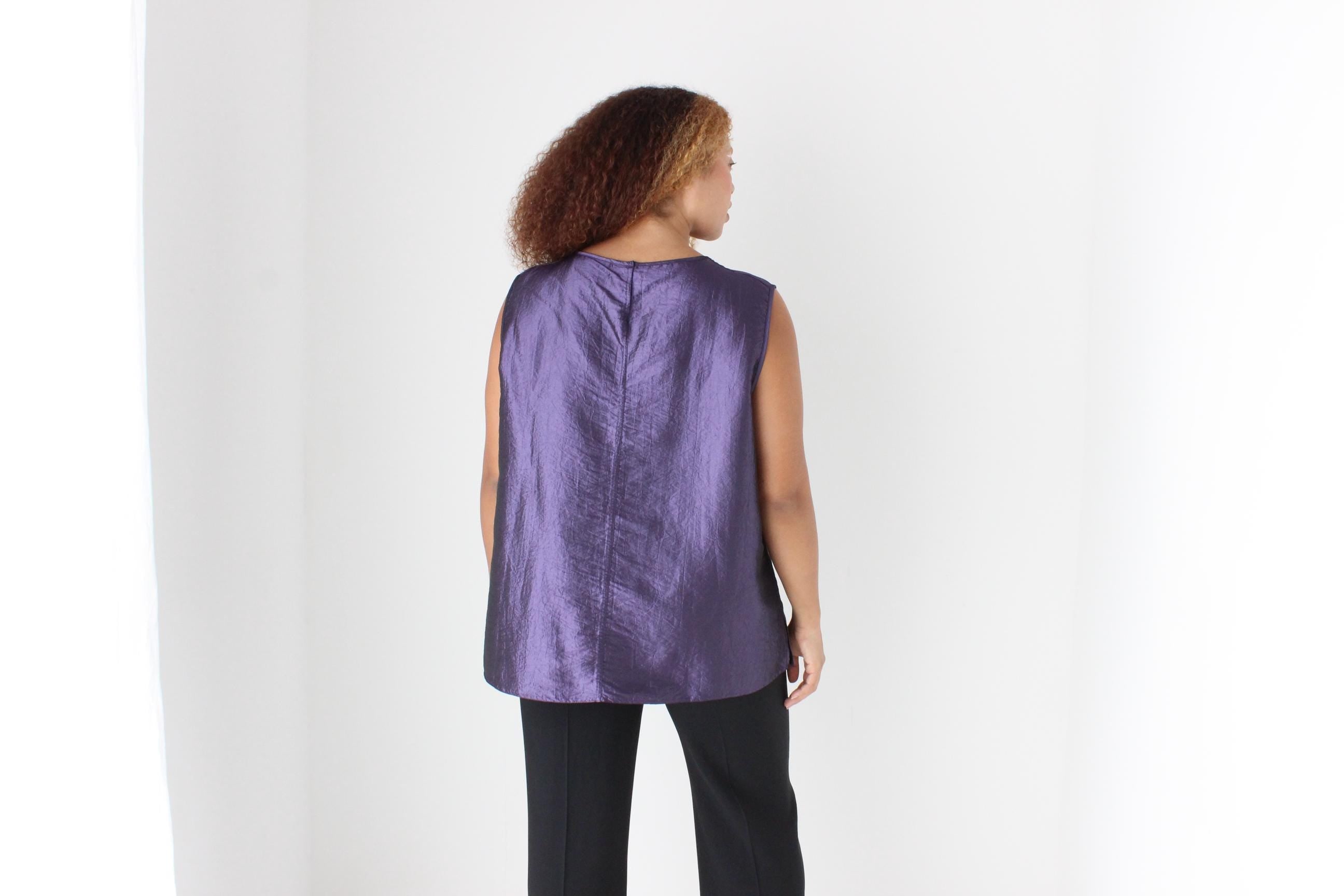 Fab 90s Purple Metallic Party Top