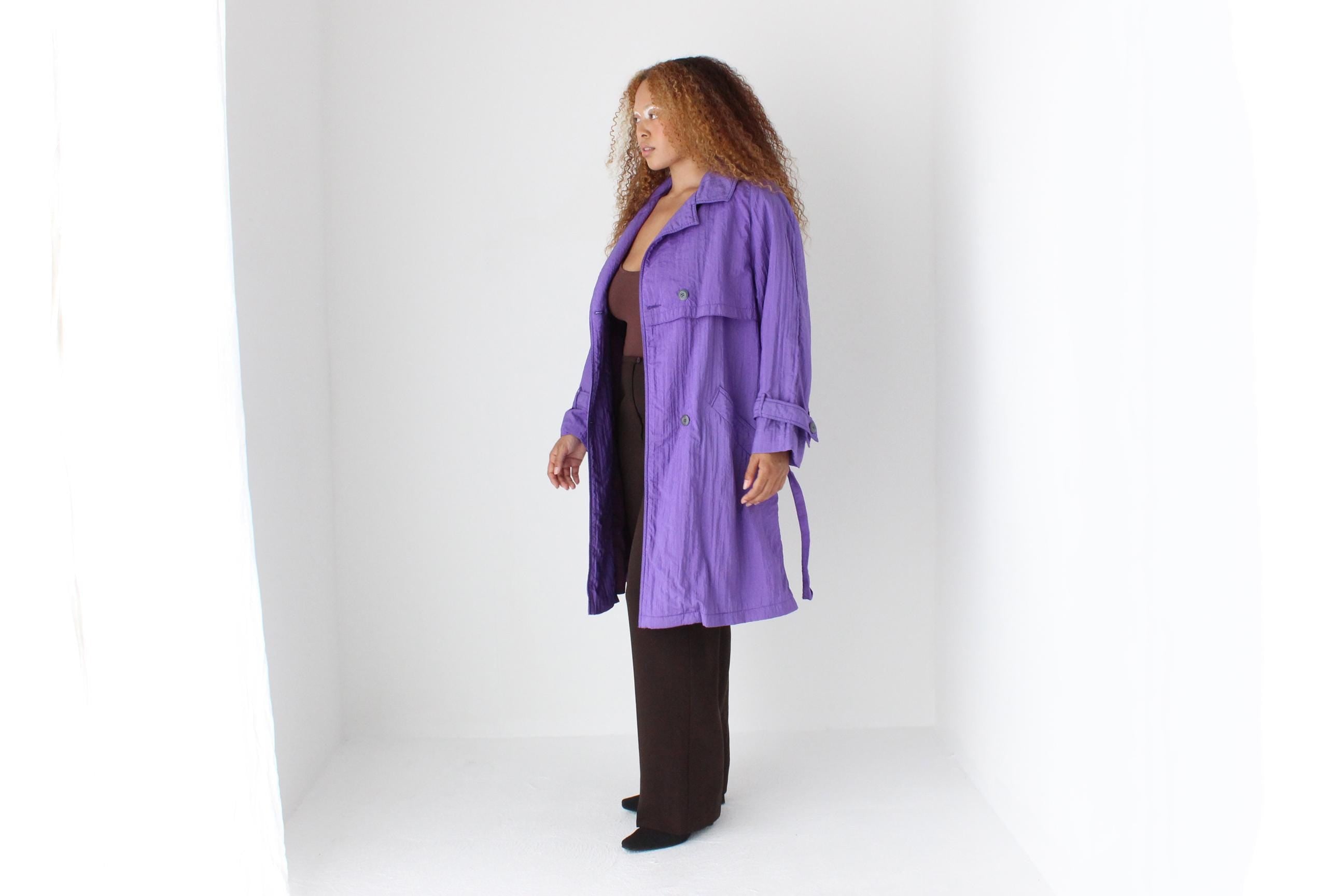 80s Purple Parachute Belted Trench Coat by Angelo Litrico