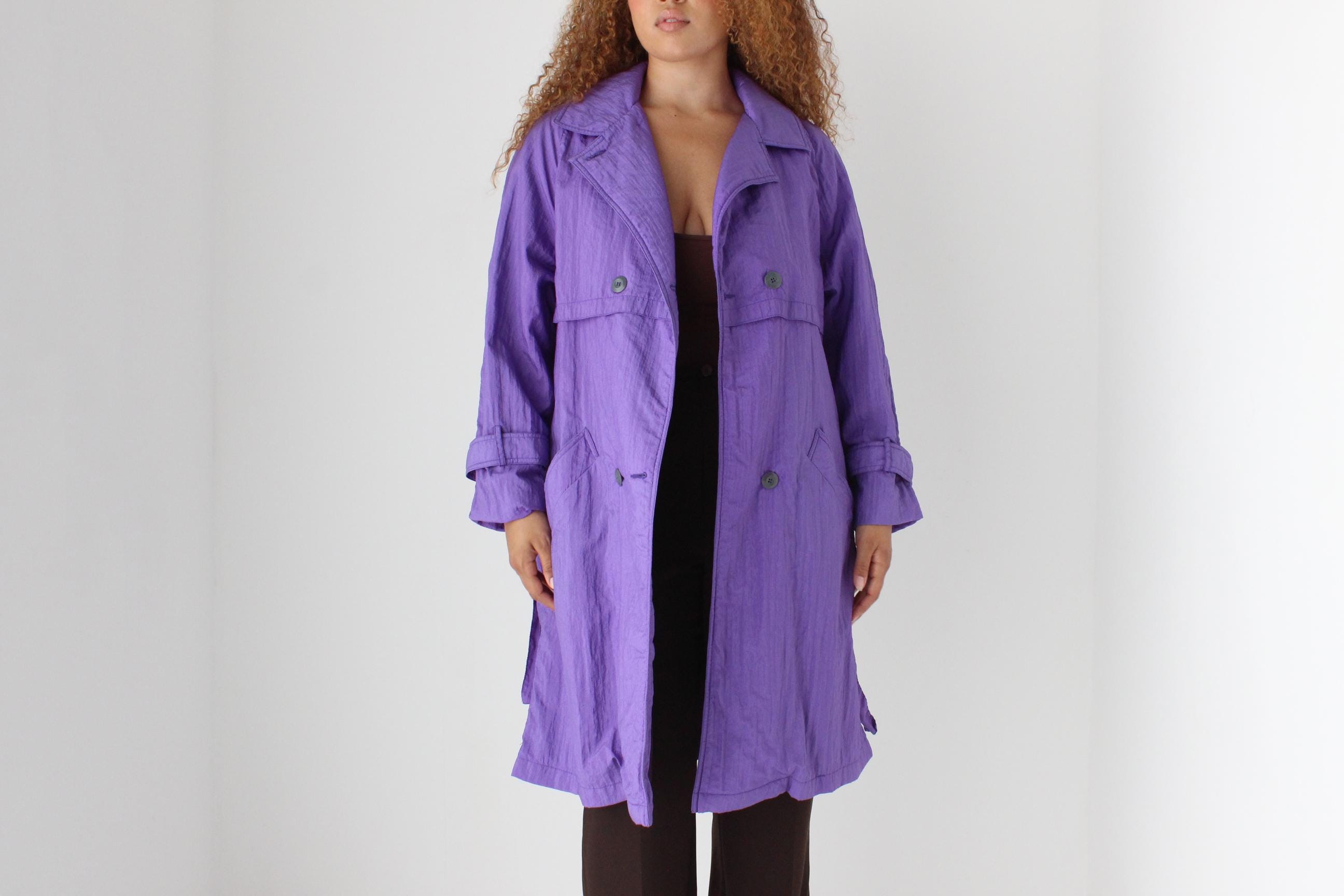 80s Purple Parachute Belted Trench Coat by Angelo Litrico