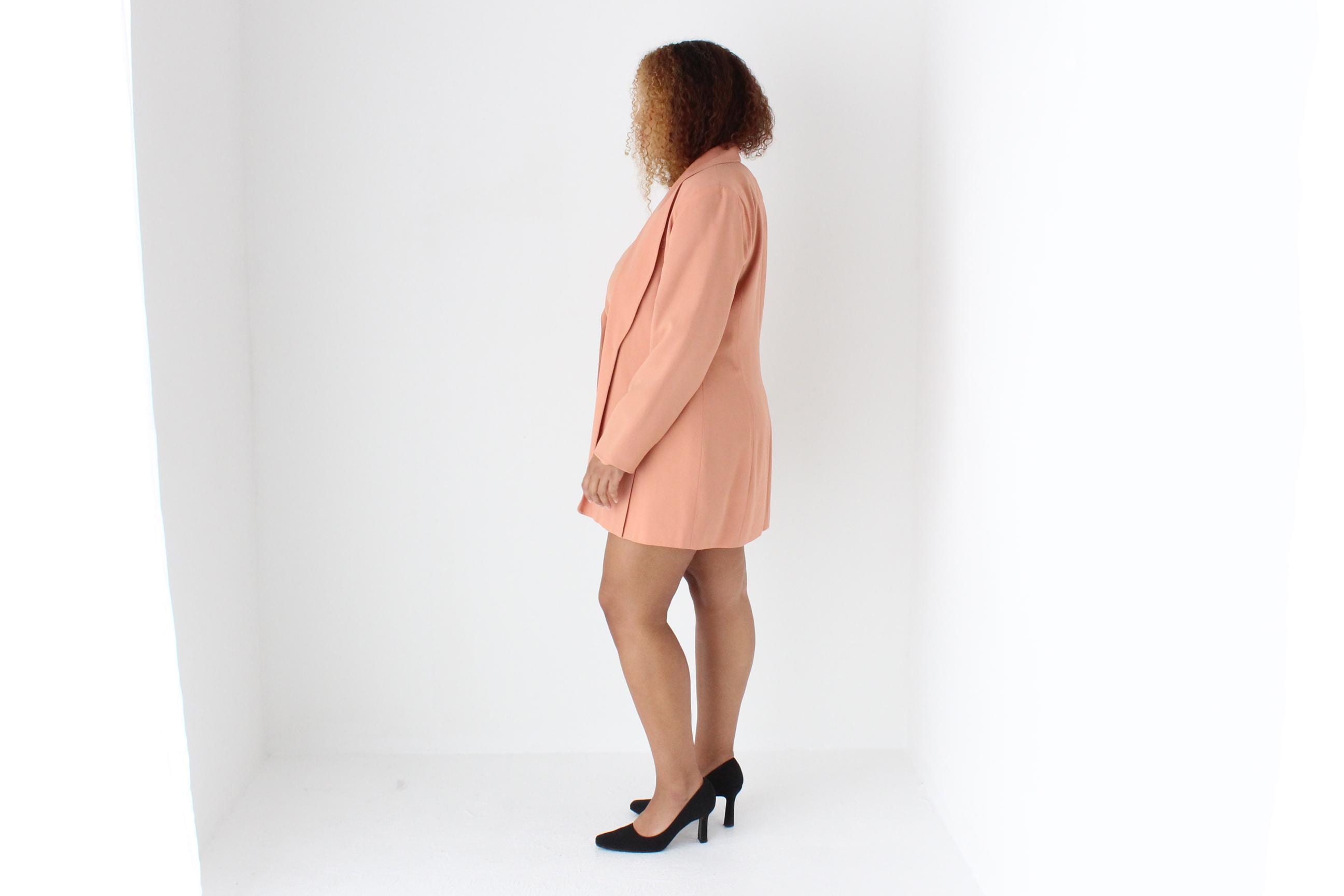 90s Salmon Crepe THREE PIECE Top, Blazer & Mini Skirt Suit