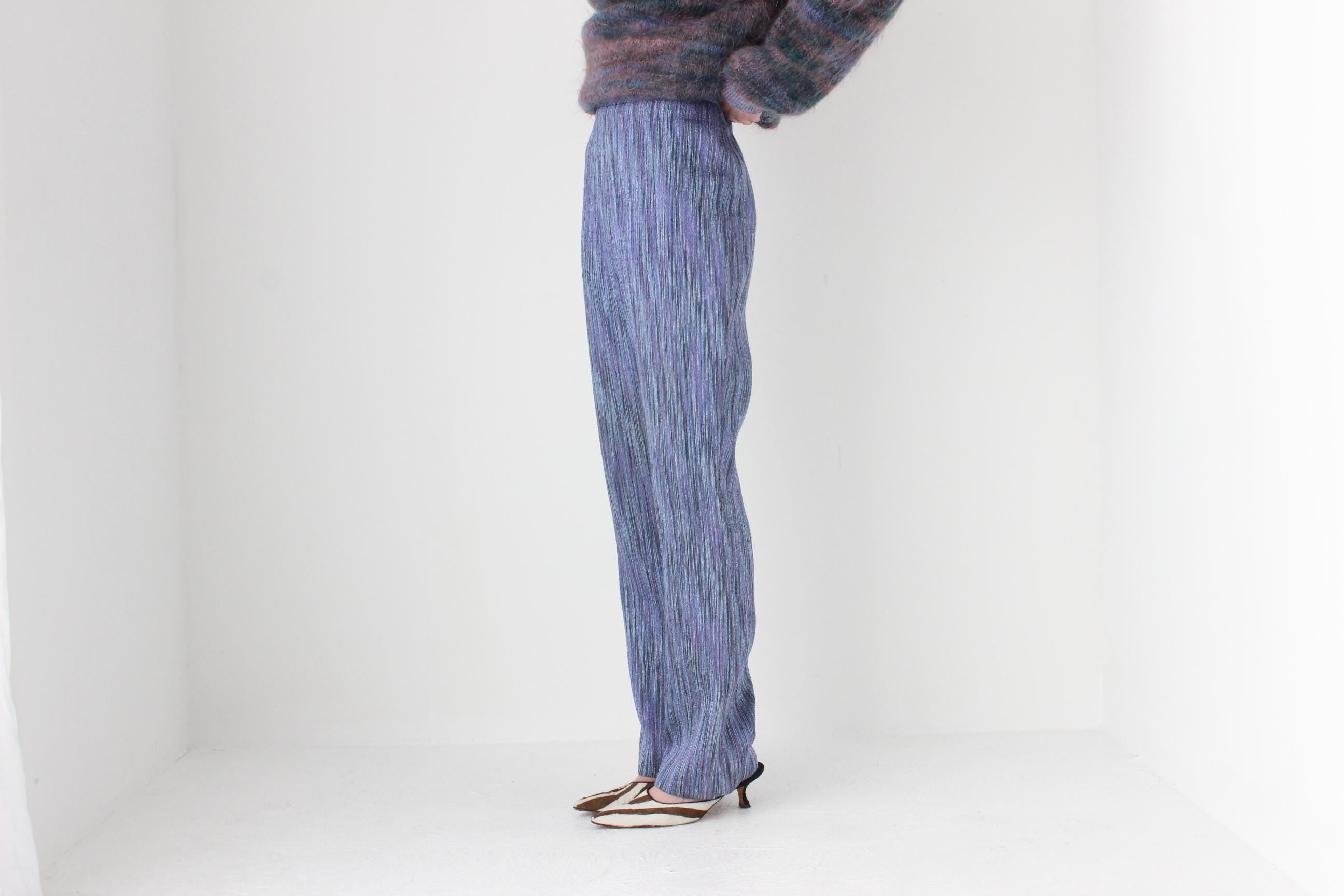 Interesting Y2K Woven Knit Textured Bootcut Pants