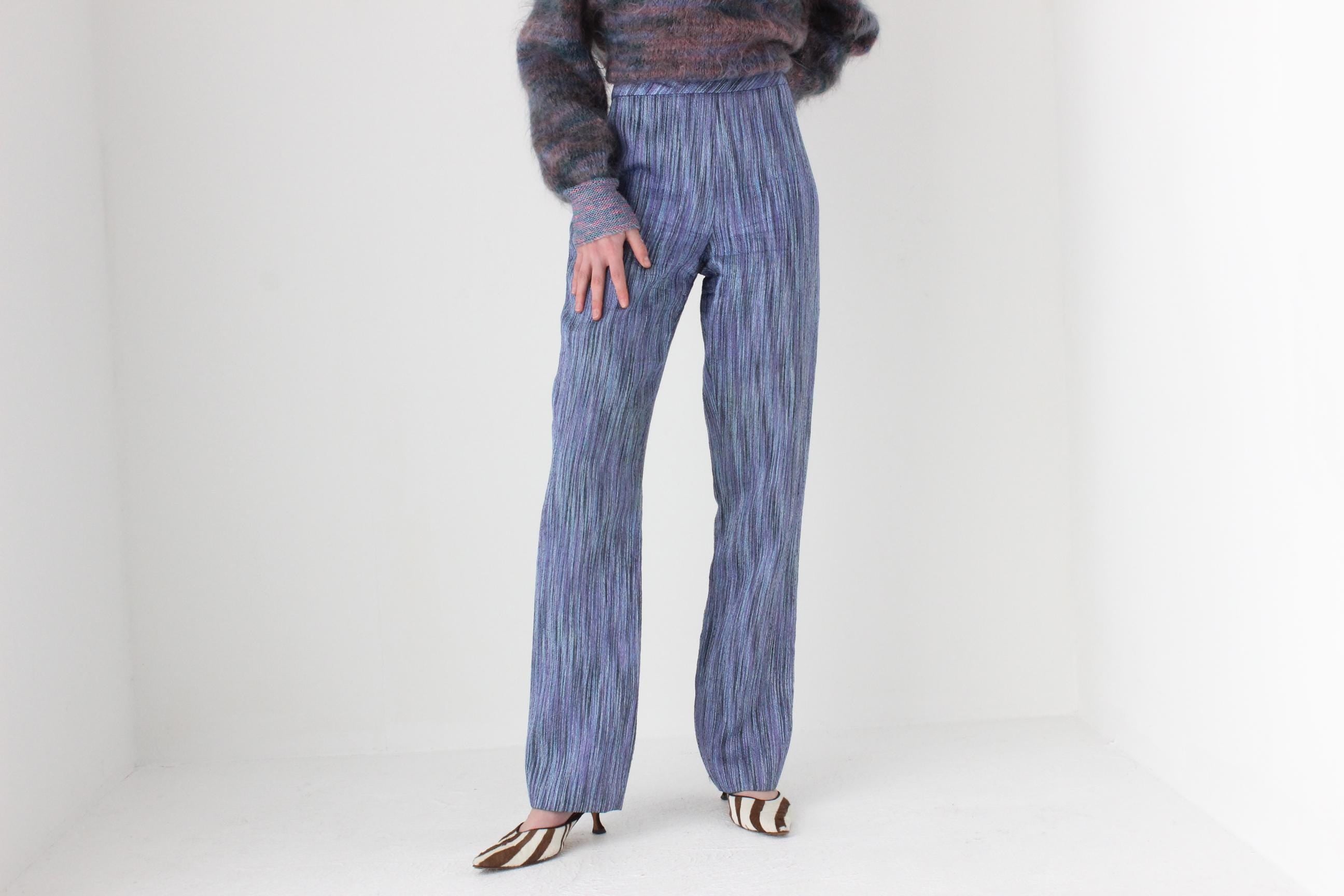 Interesting Y2K Woven Knit Textured Bootcut Pants