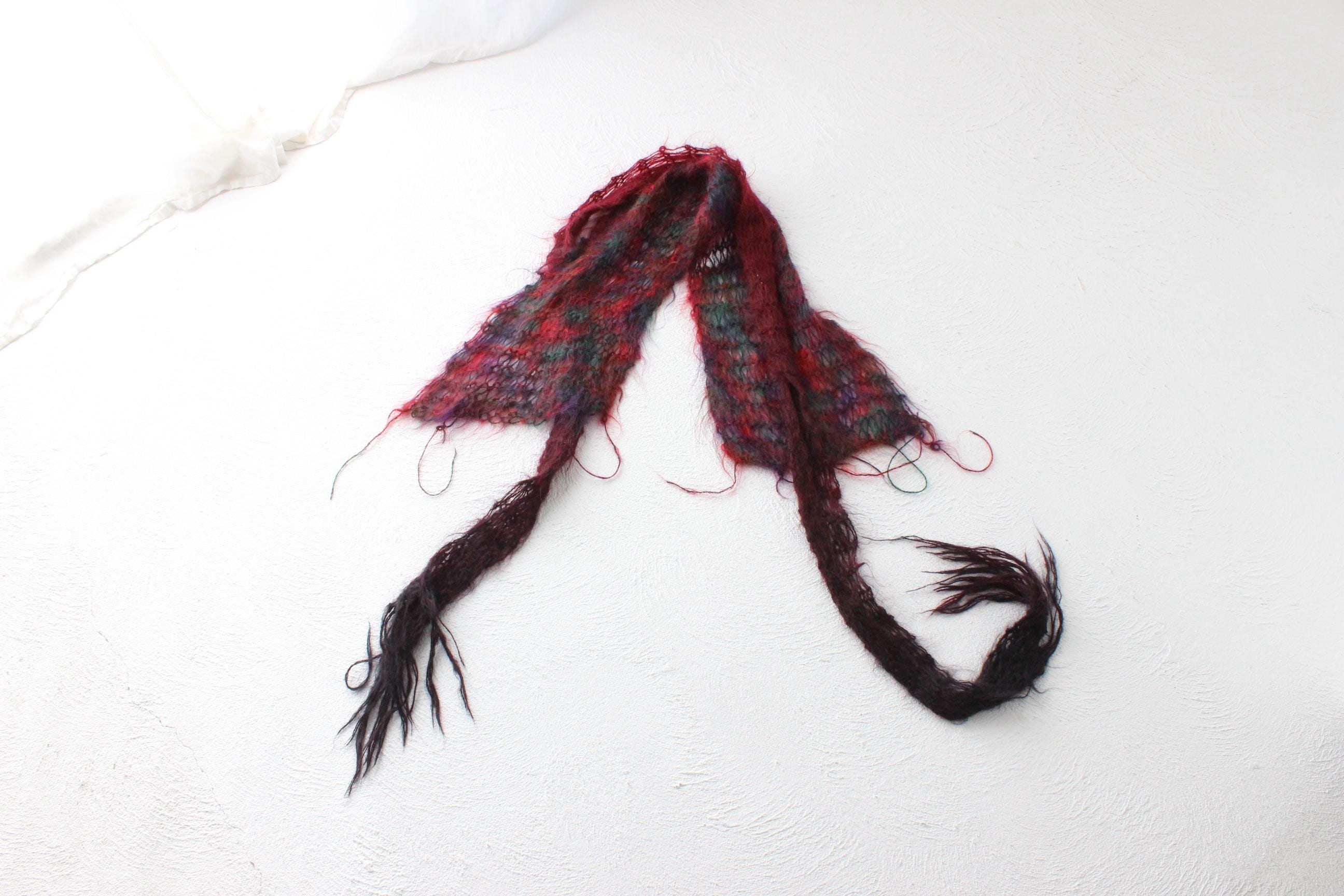 80s Mohair Hand Knit Kate Bush Scarf Duo