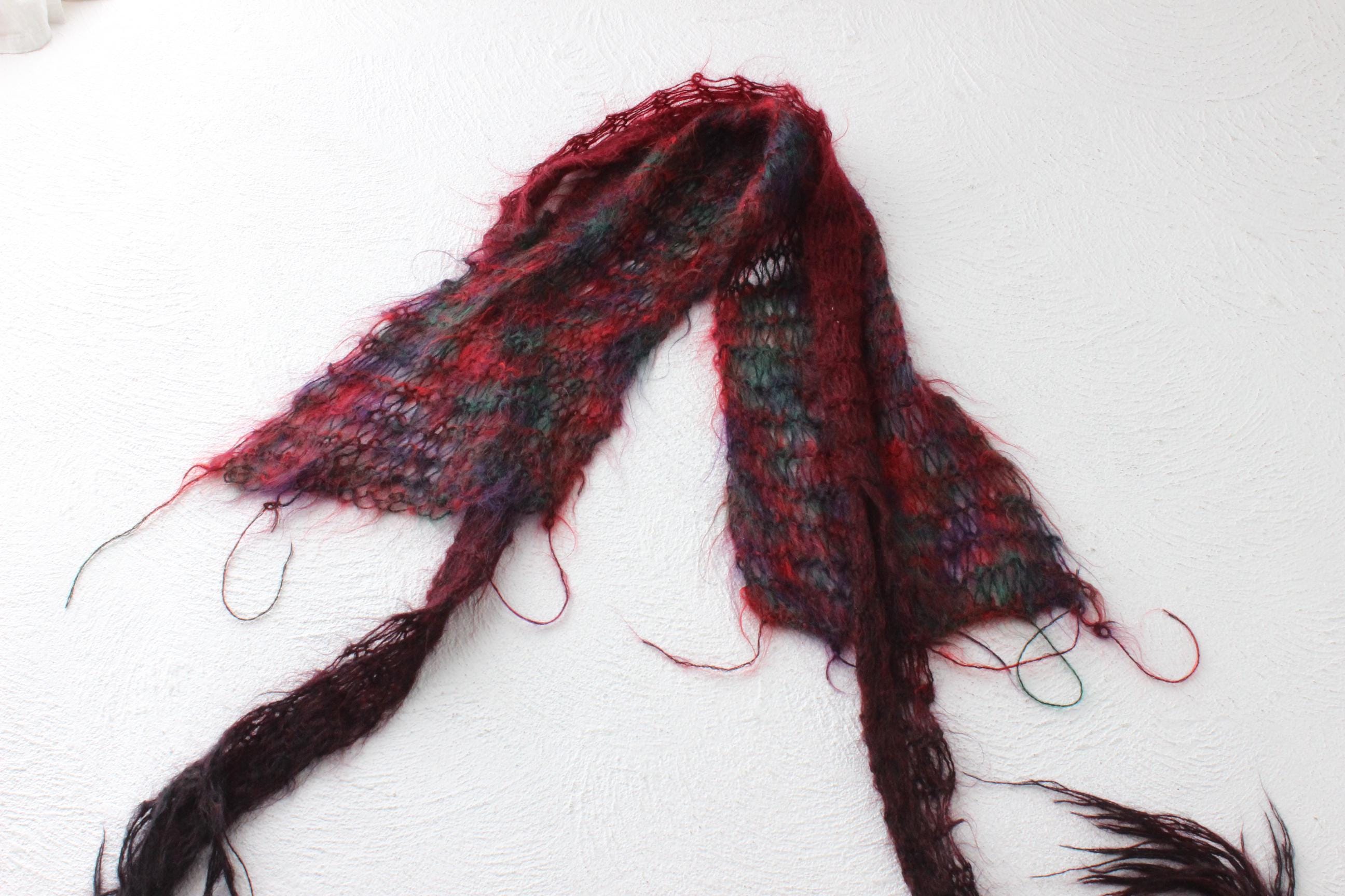 80s Mohair Hand Knit Kate Bush Scarf Duo