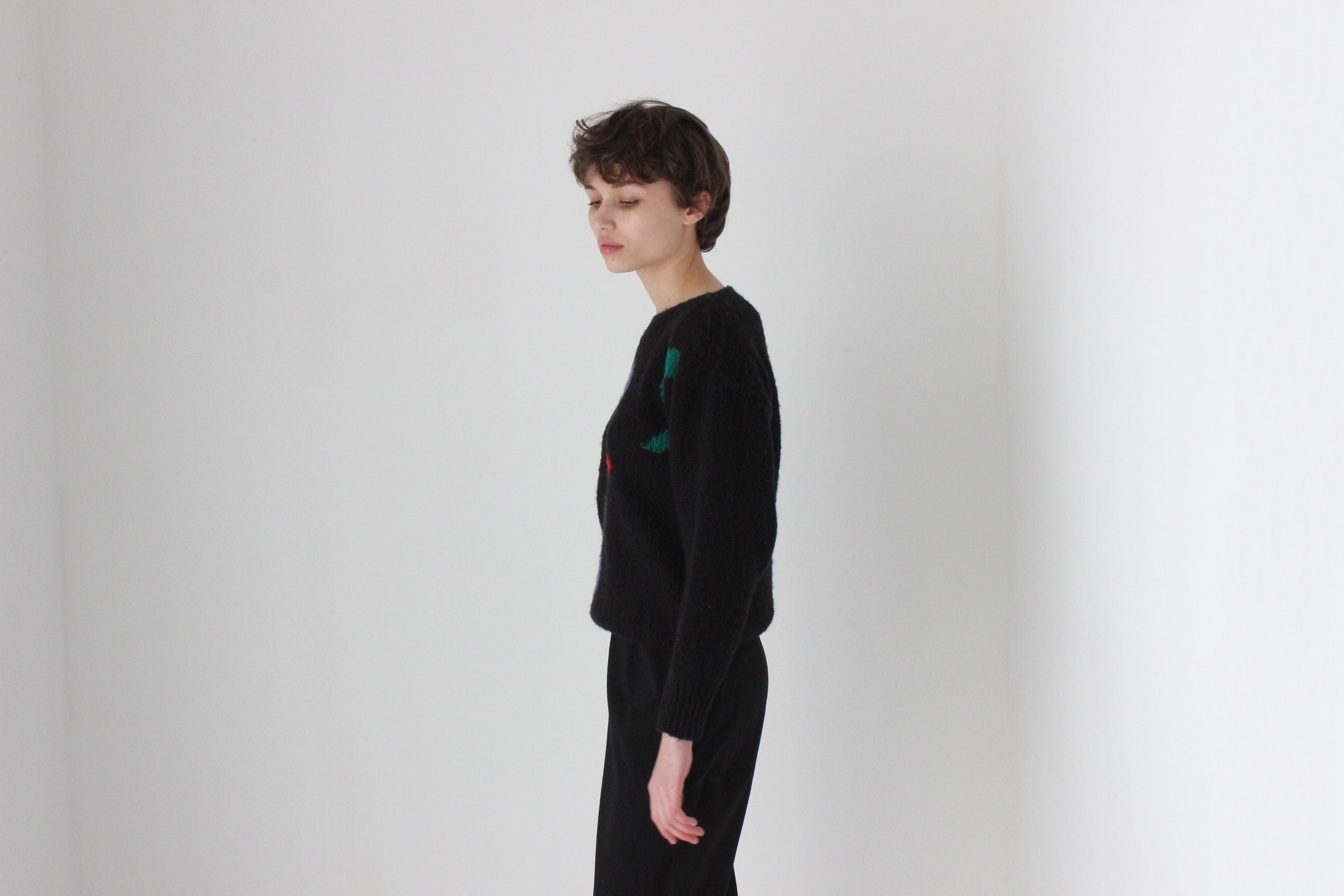 80s Abstract Shapes Black Sweater