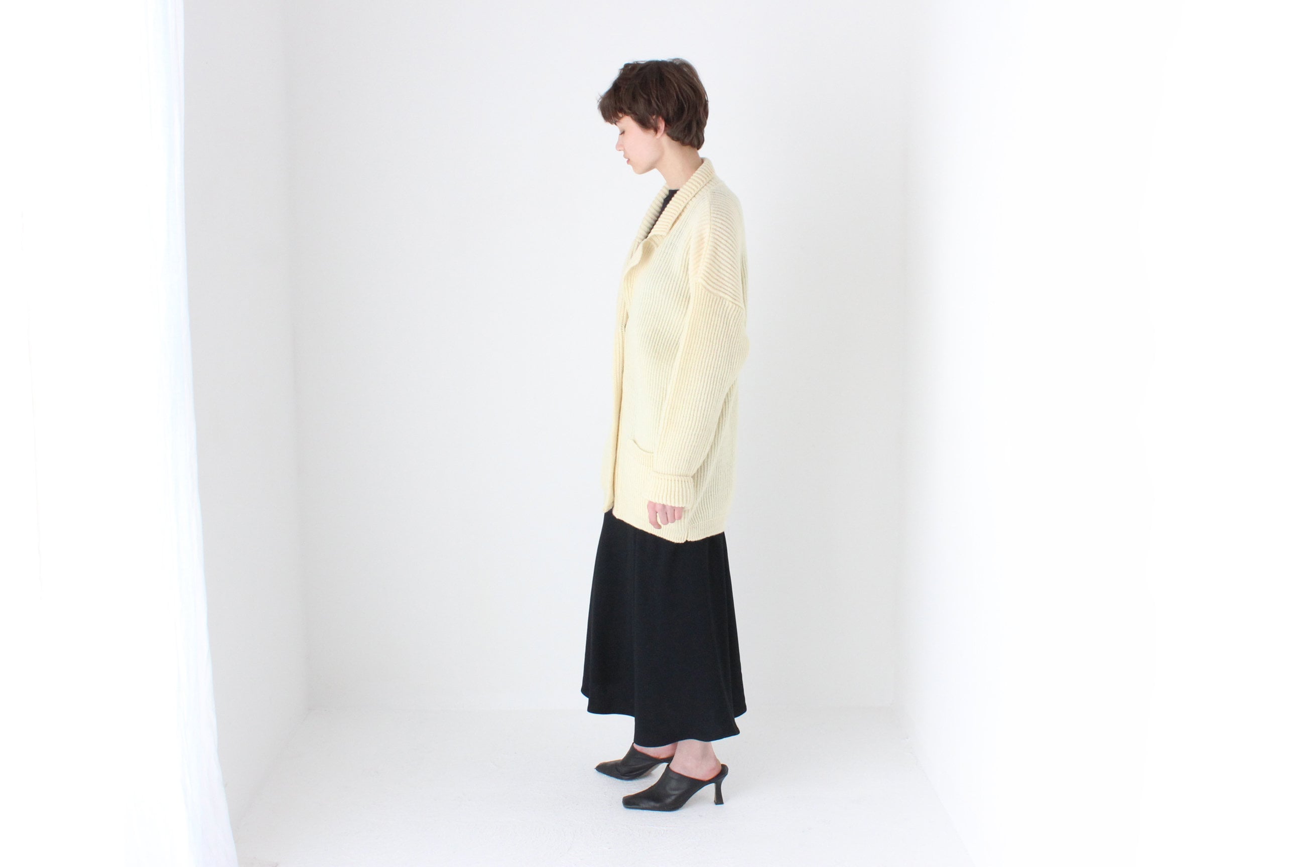 80s Cream Pure Wool Oversized Cardigan