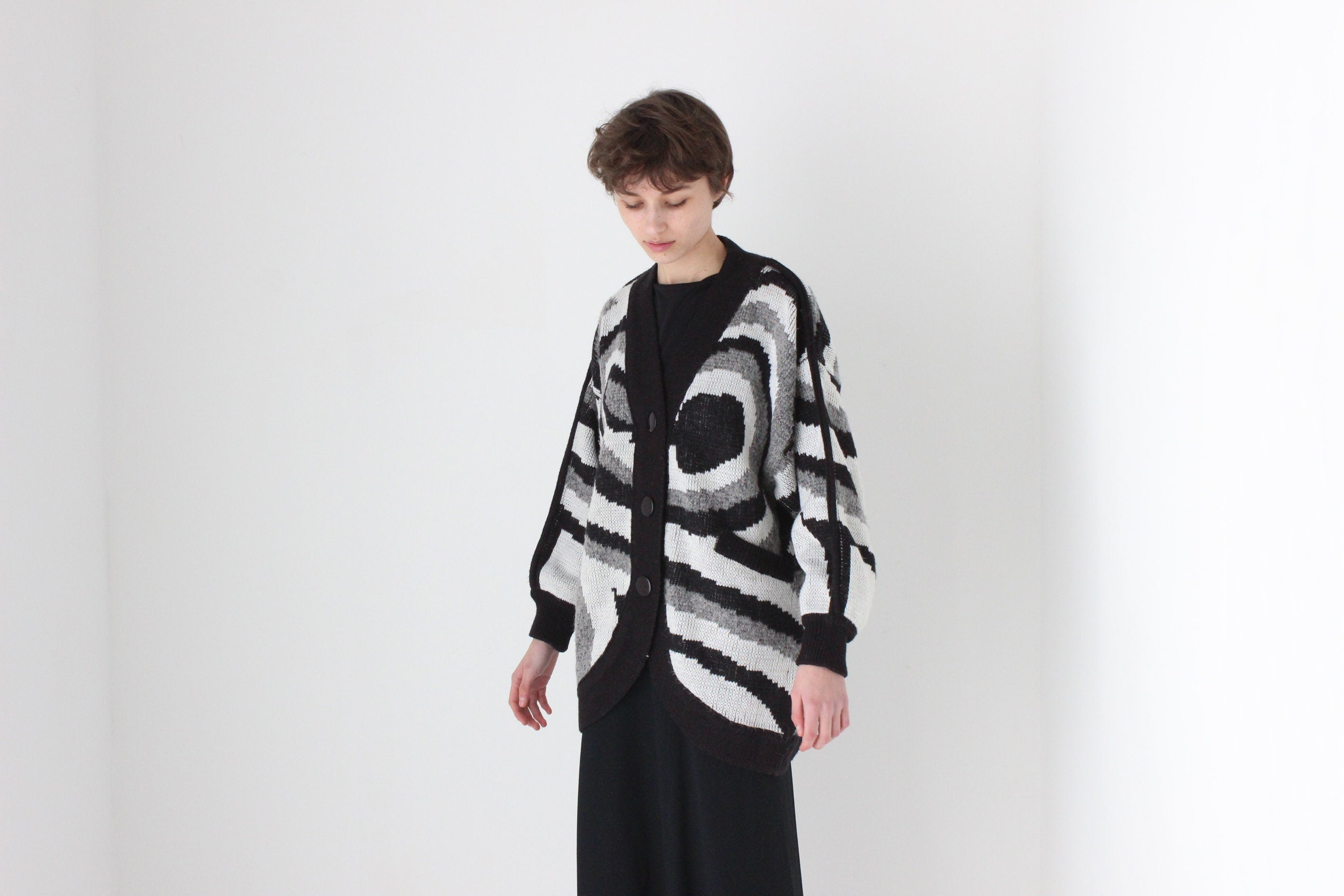 Trippy 80s Abstract Cocoon Batwing Knit