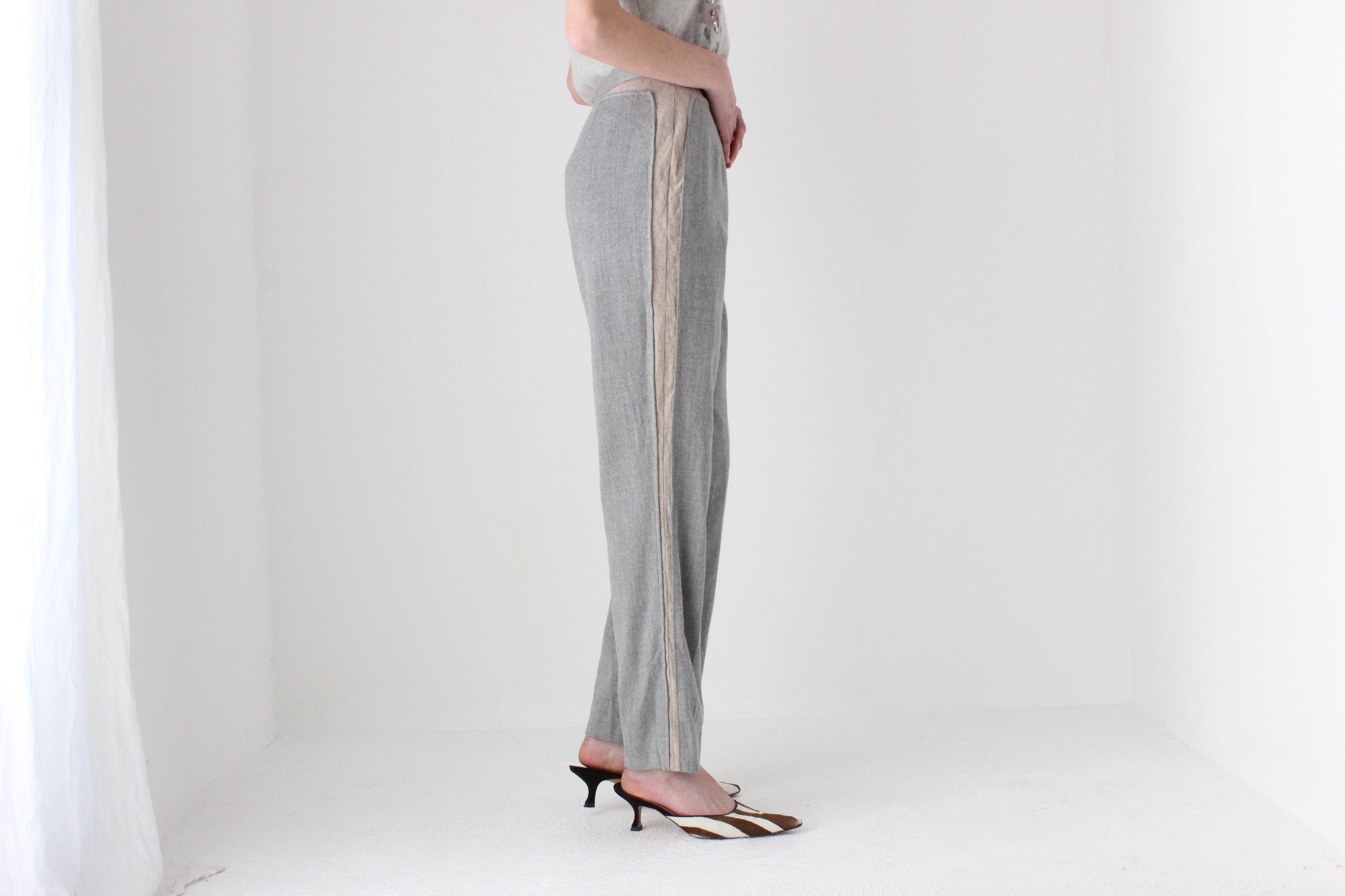 90s Moschino Grey Virgin Wool Trousers