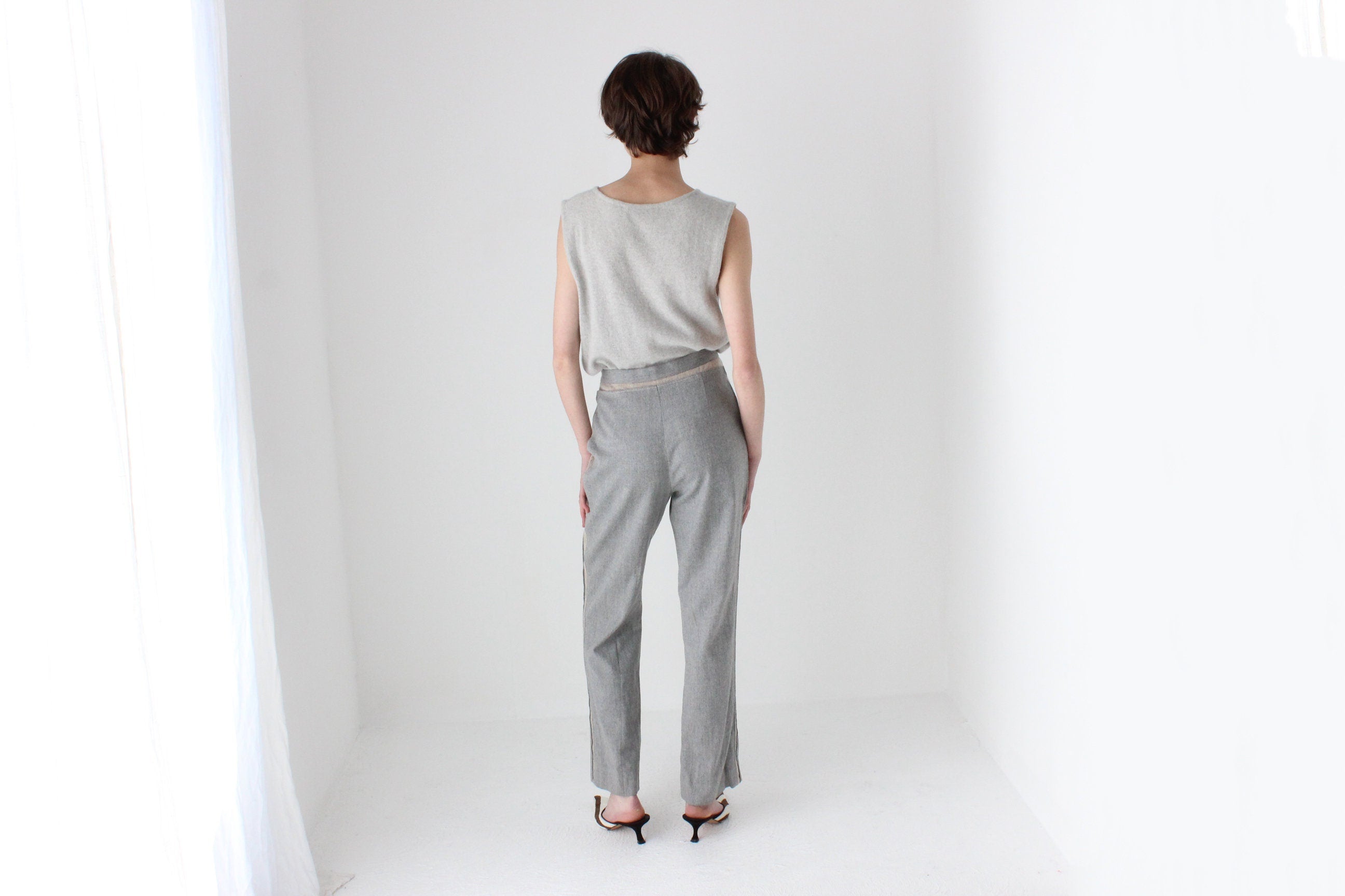 90s Moschino Grey Virgin Wool Trousers