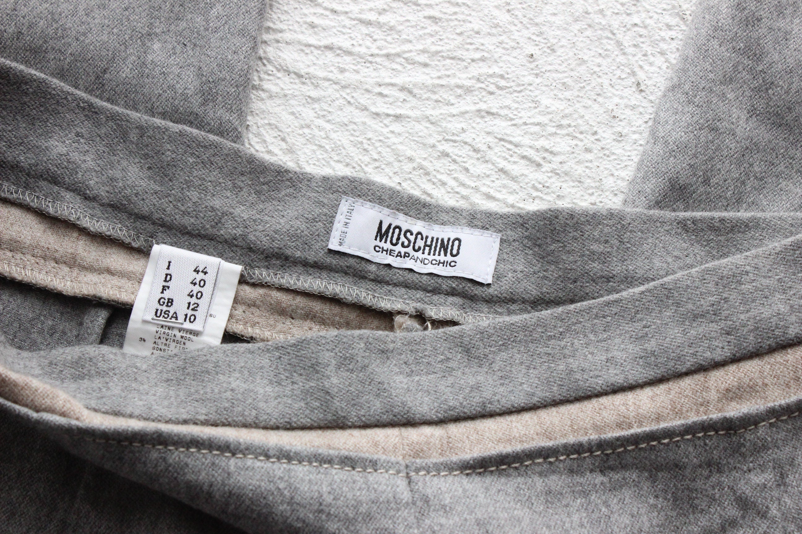 90s Moschino Grey Virgin Wool Trousers