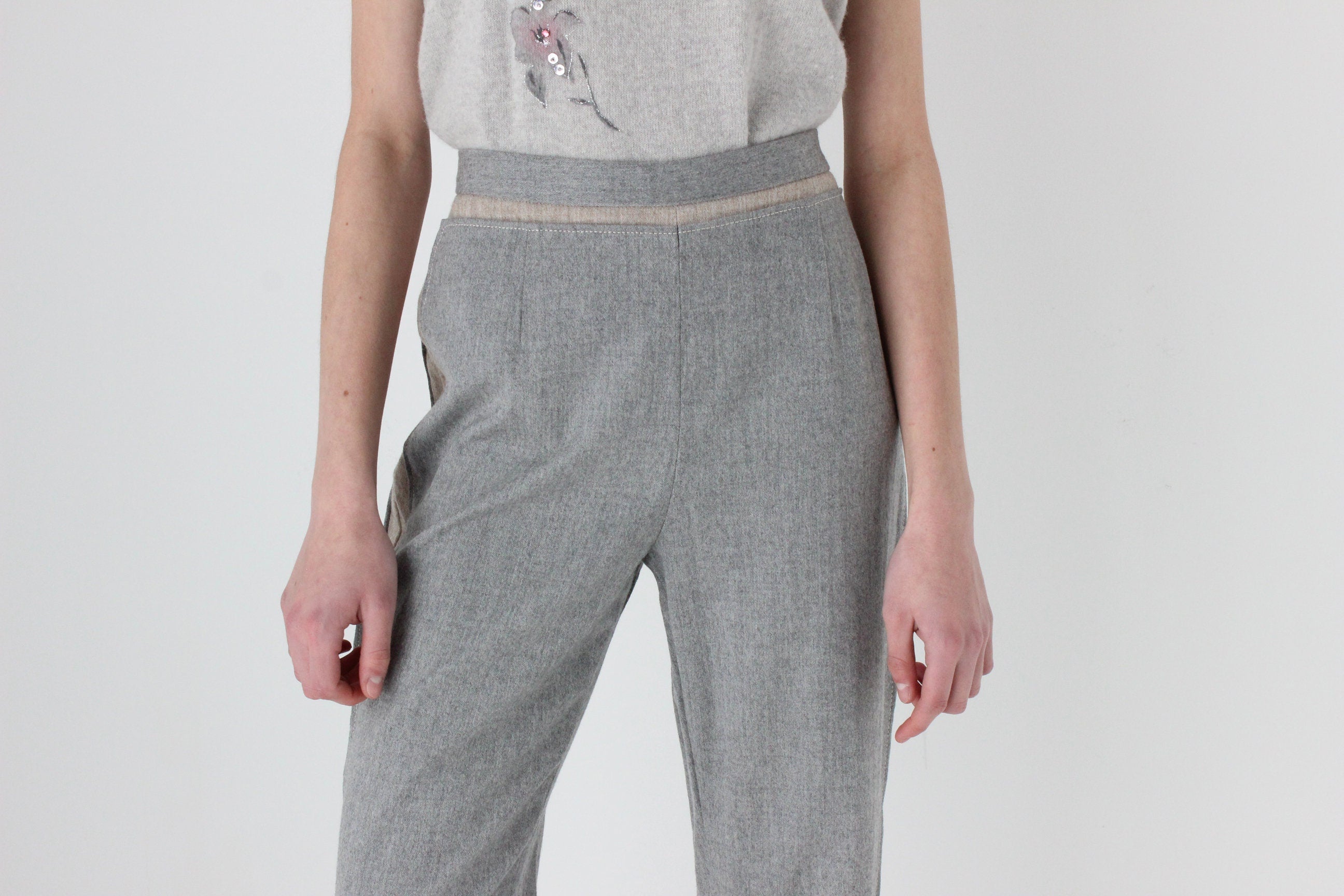 90s Moschino Grey Virgin Wool Trousers