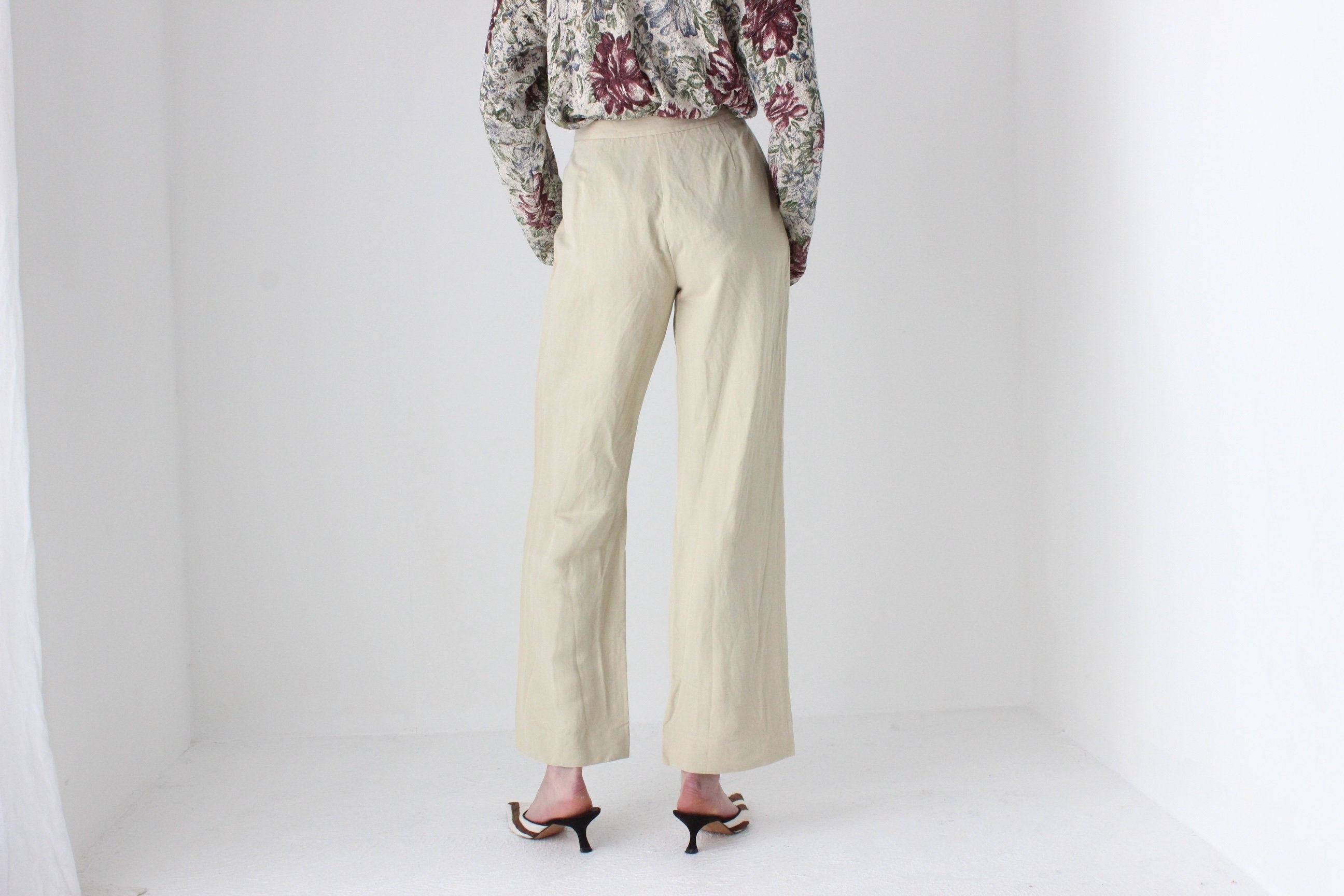 90s Neutral Linen Relaxed Trousers