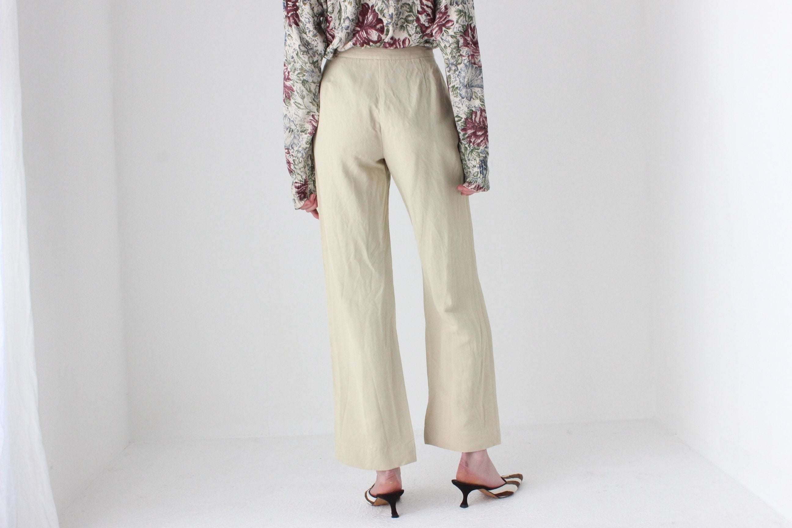 90s Neutral Linen Relaxed Trousers