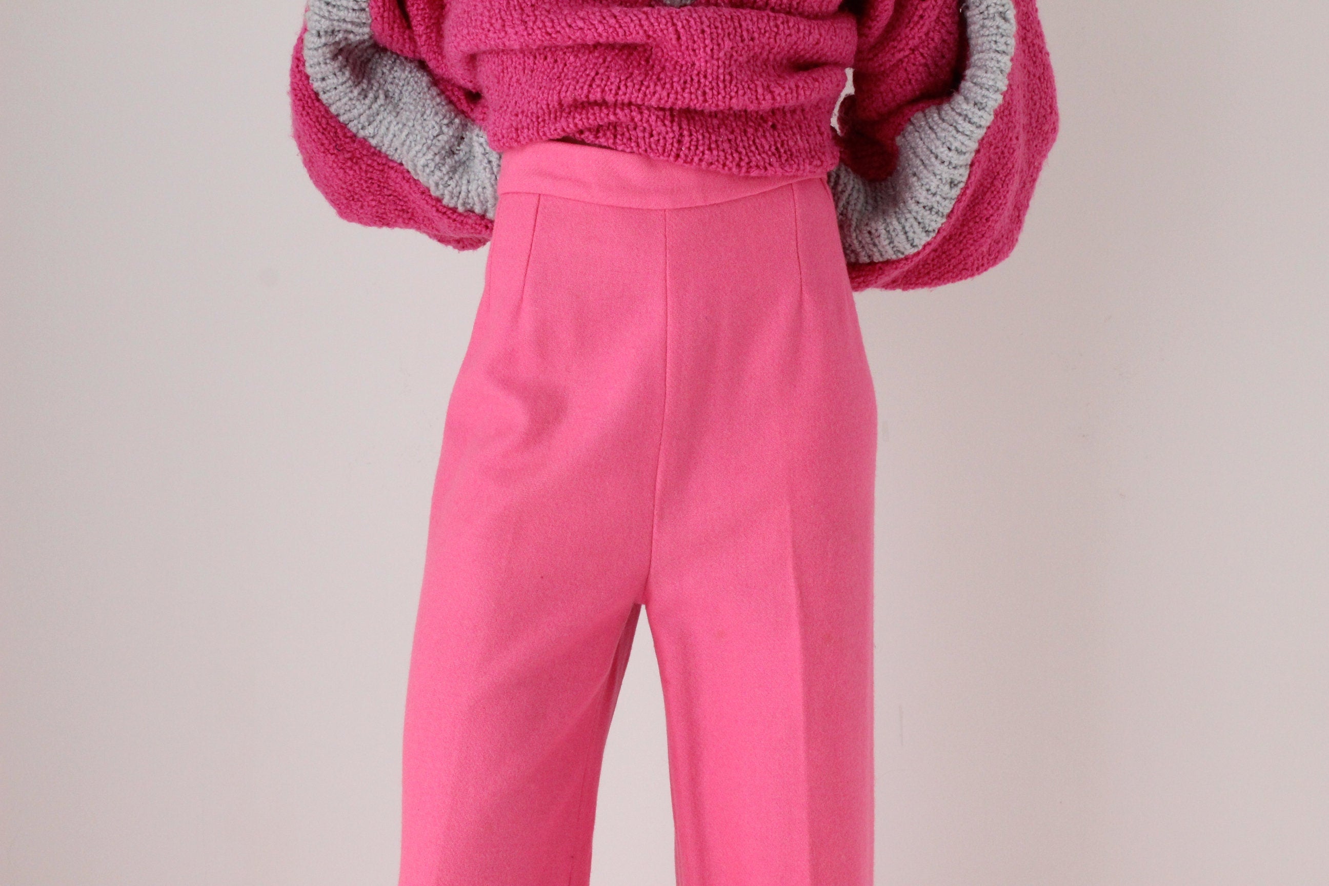 70s Bubblegum Pink High Waist Wide Leg Flares