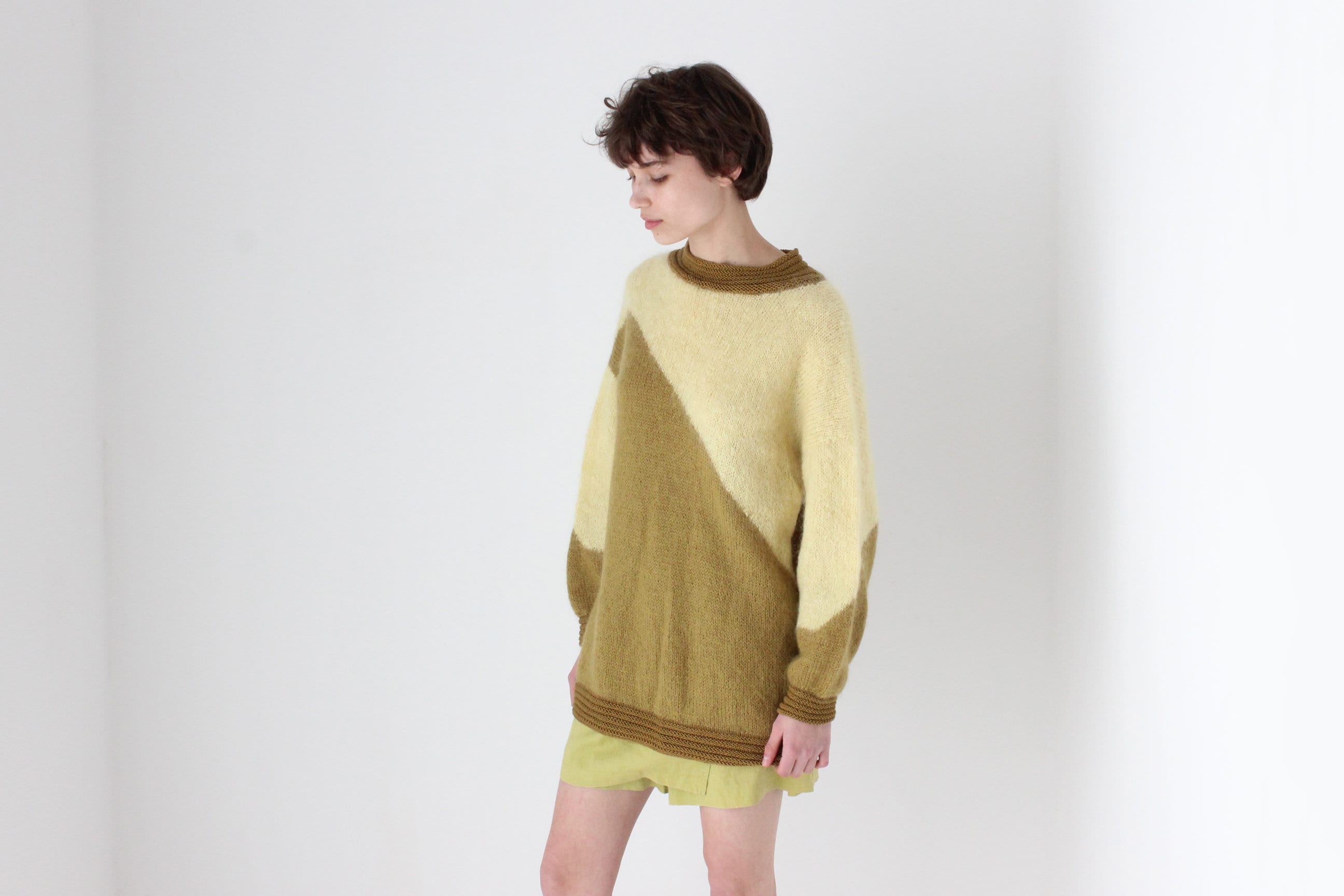 80s Asymmetric Abstract Mohair / Angora / Wool Sweater