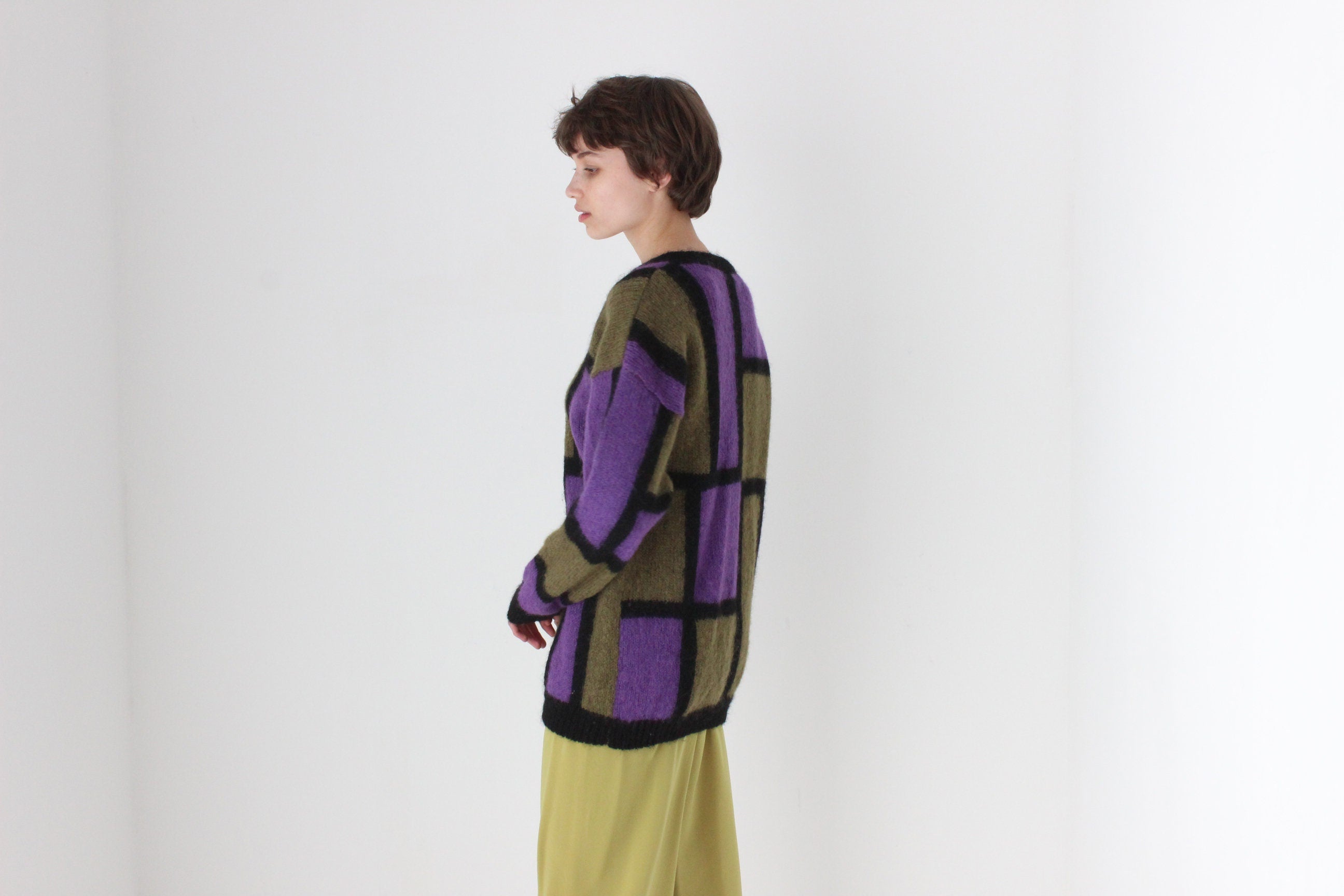 80s Bold Modernist Mohair Sweater