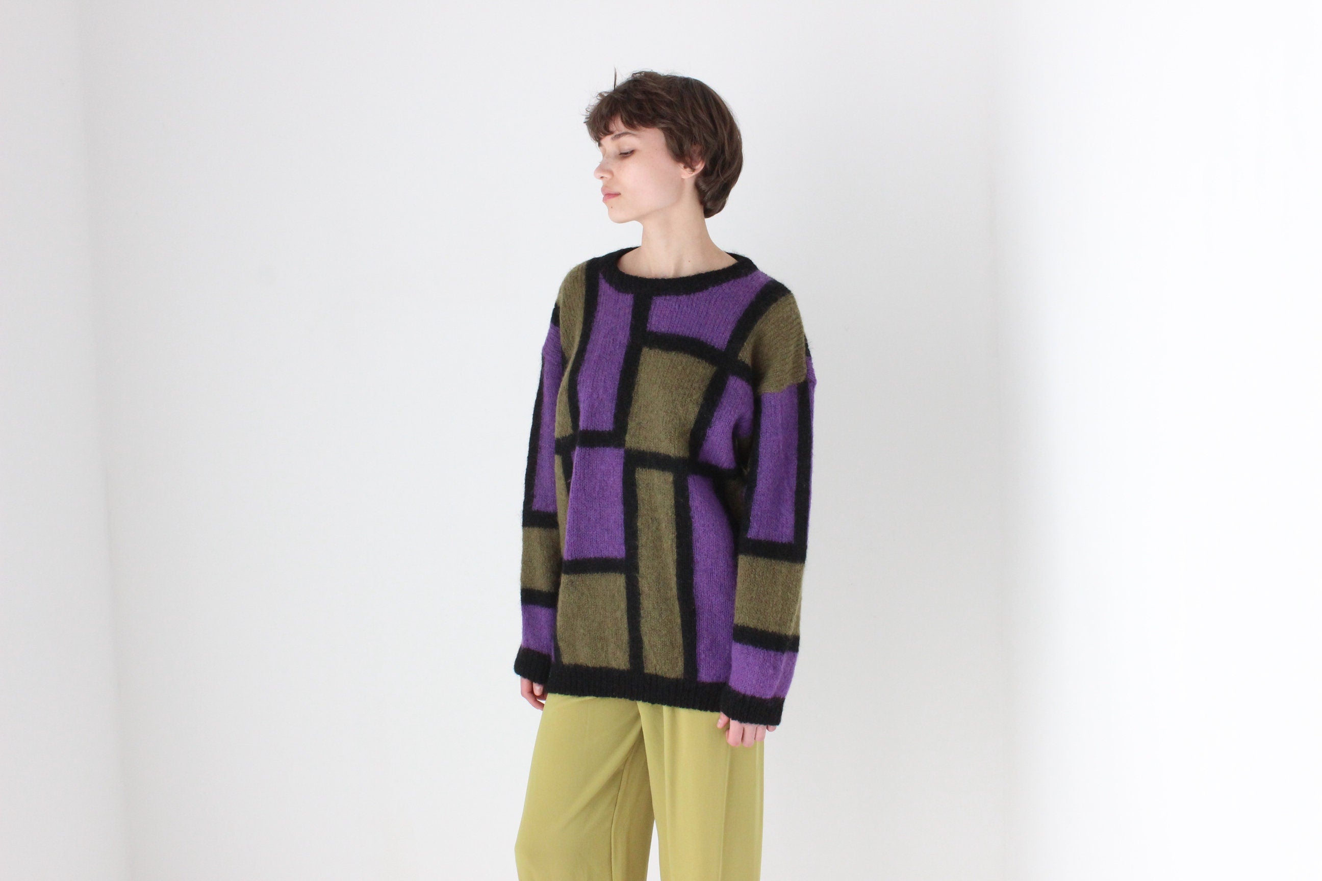 80s Bold Modernist Mohair Sweater