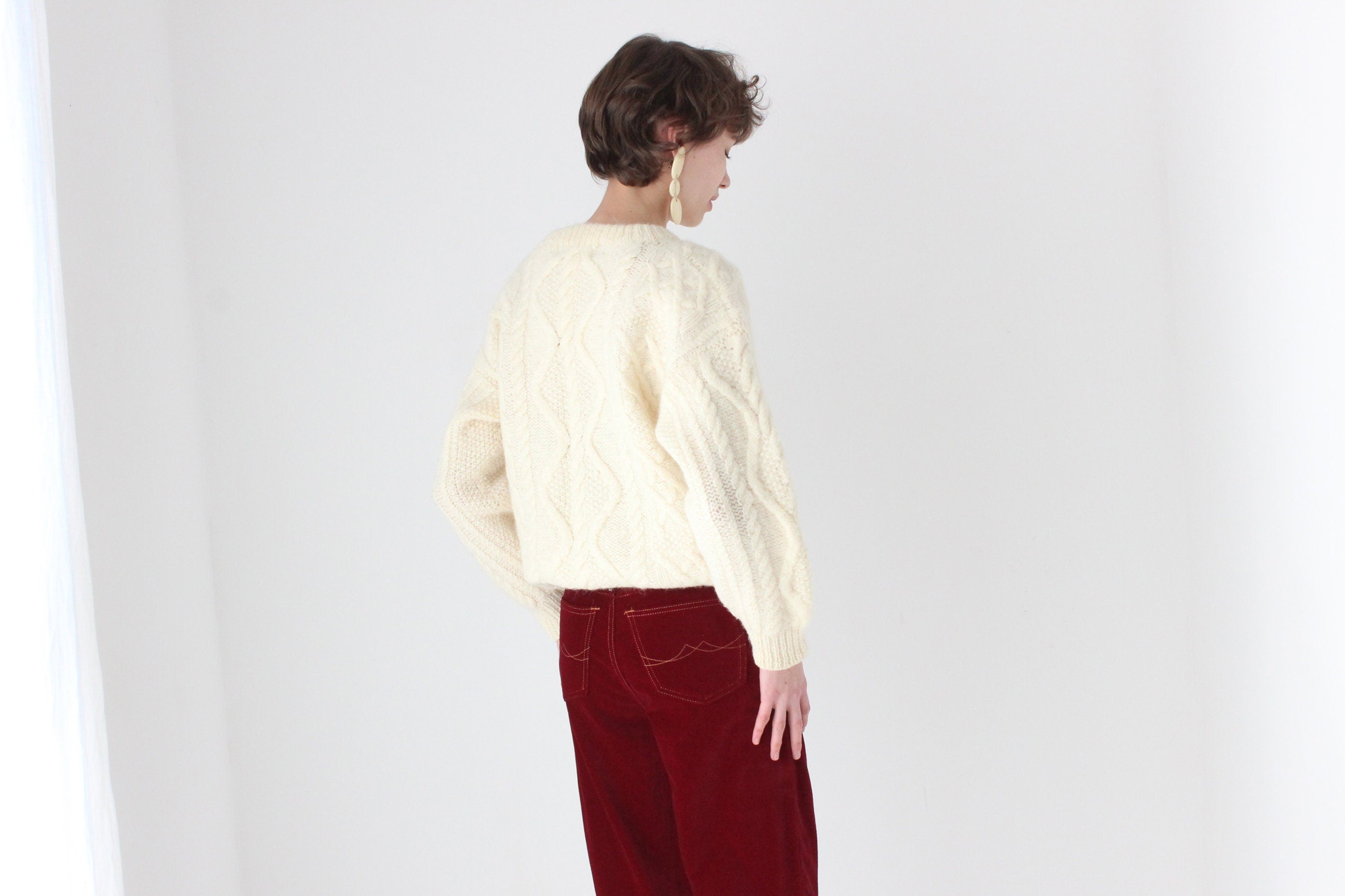 80s Pure Wool Chunky Cable Knit Sweater