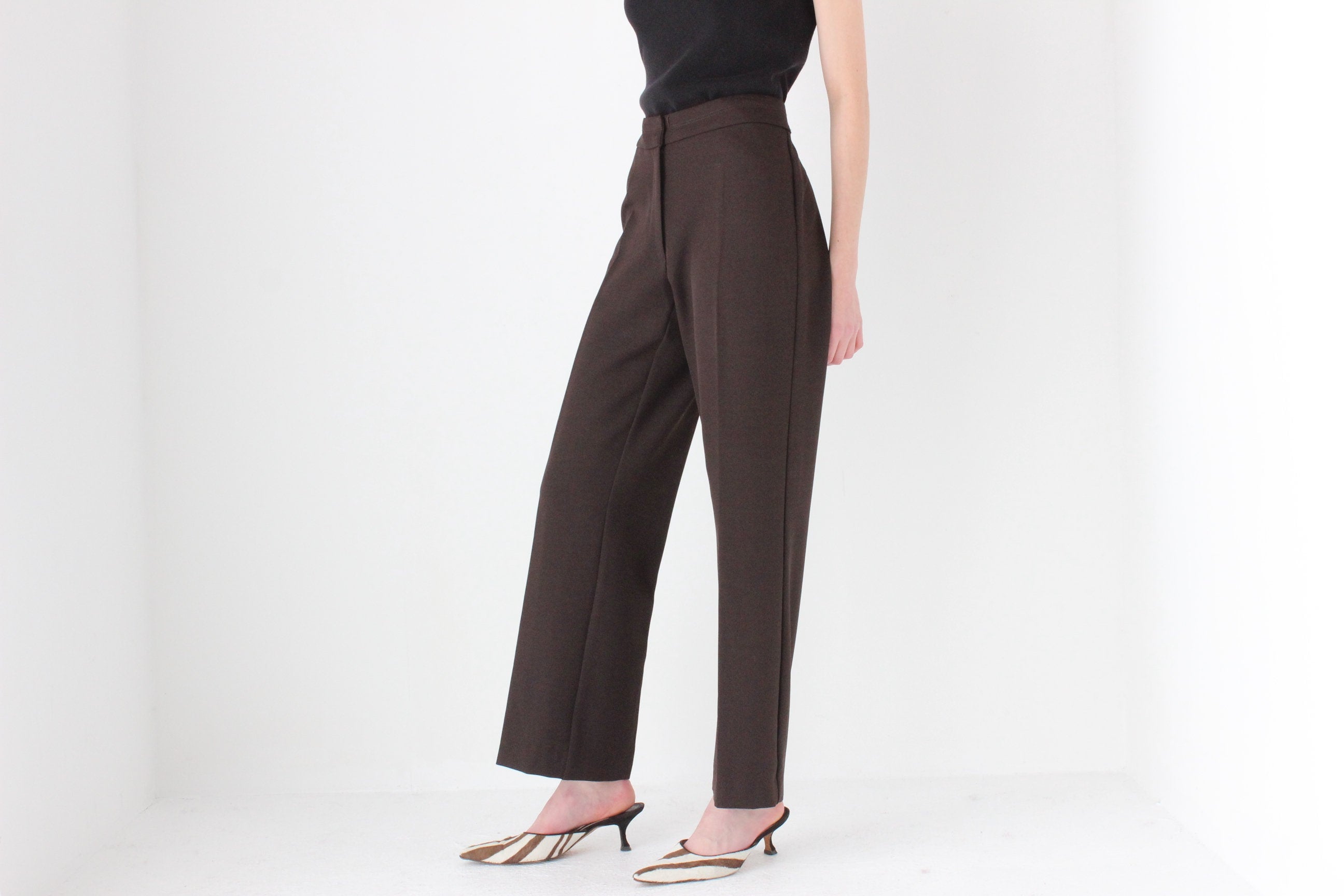 90s Minimal Chocolate Relaxed, Wide Leg Trousers