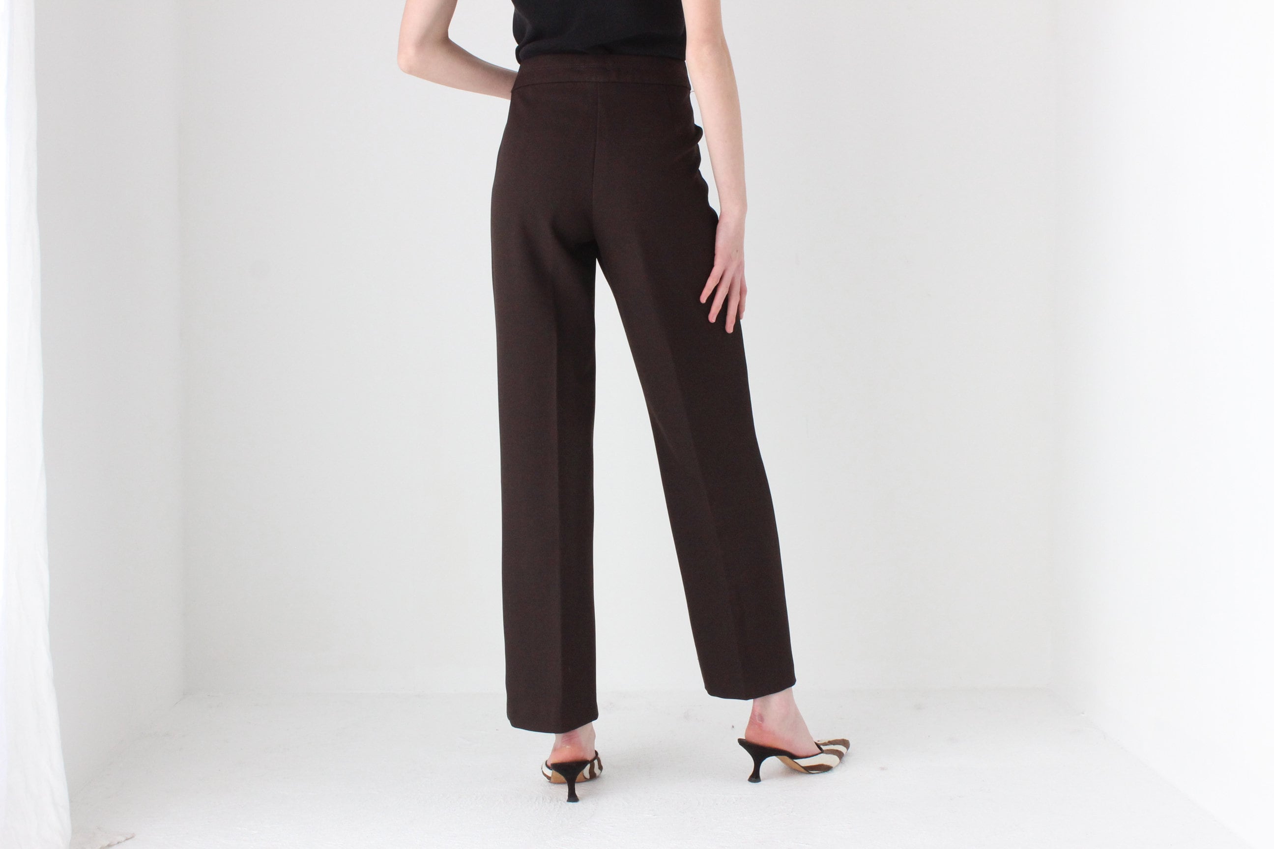 90s Minimal Chocolate Relaxed, Wide Leg Trousers