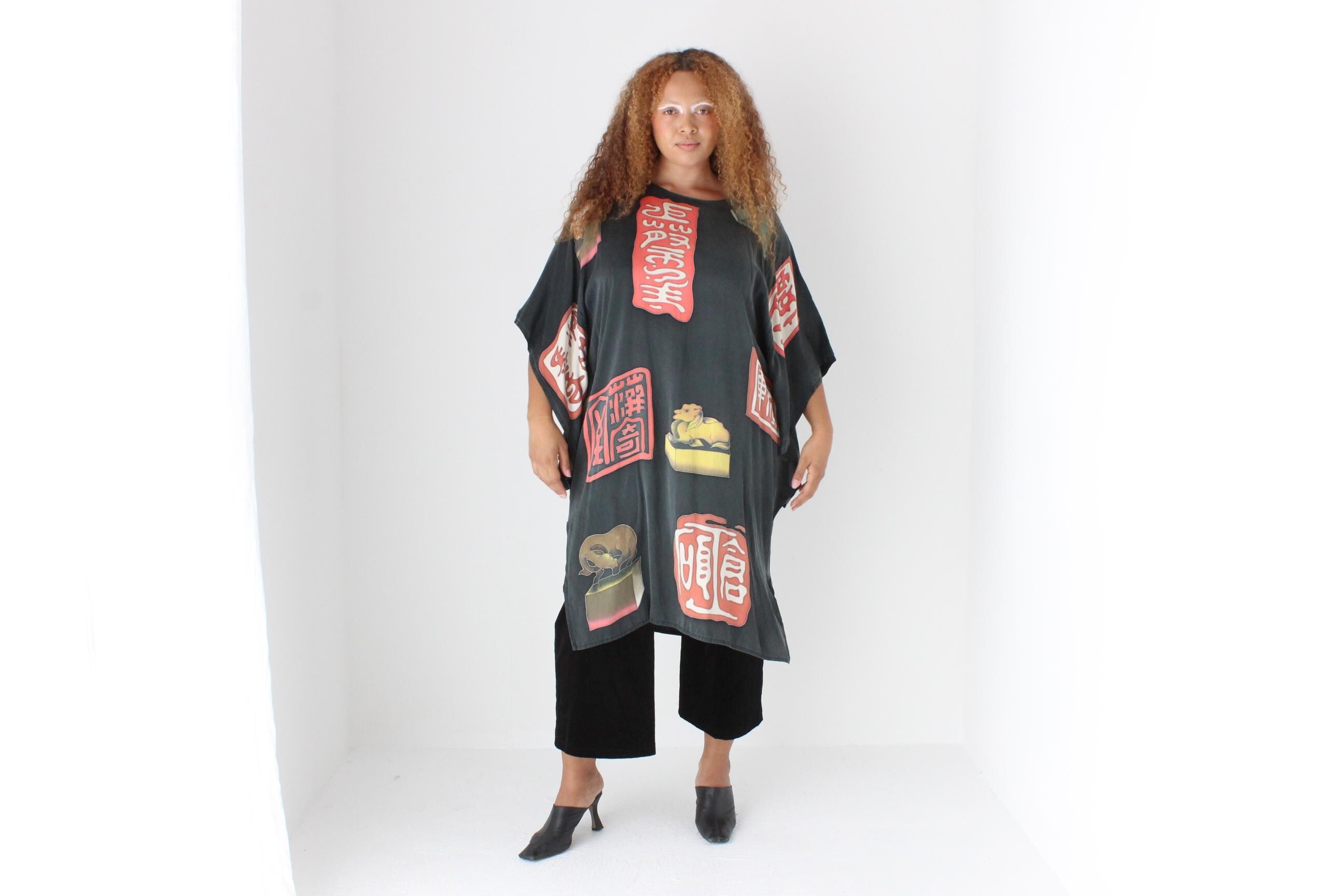 90s Mulberry Silk Japanese Pop Art Dress