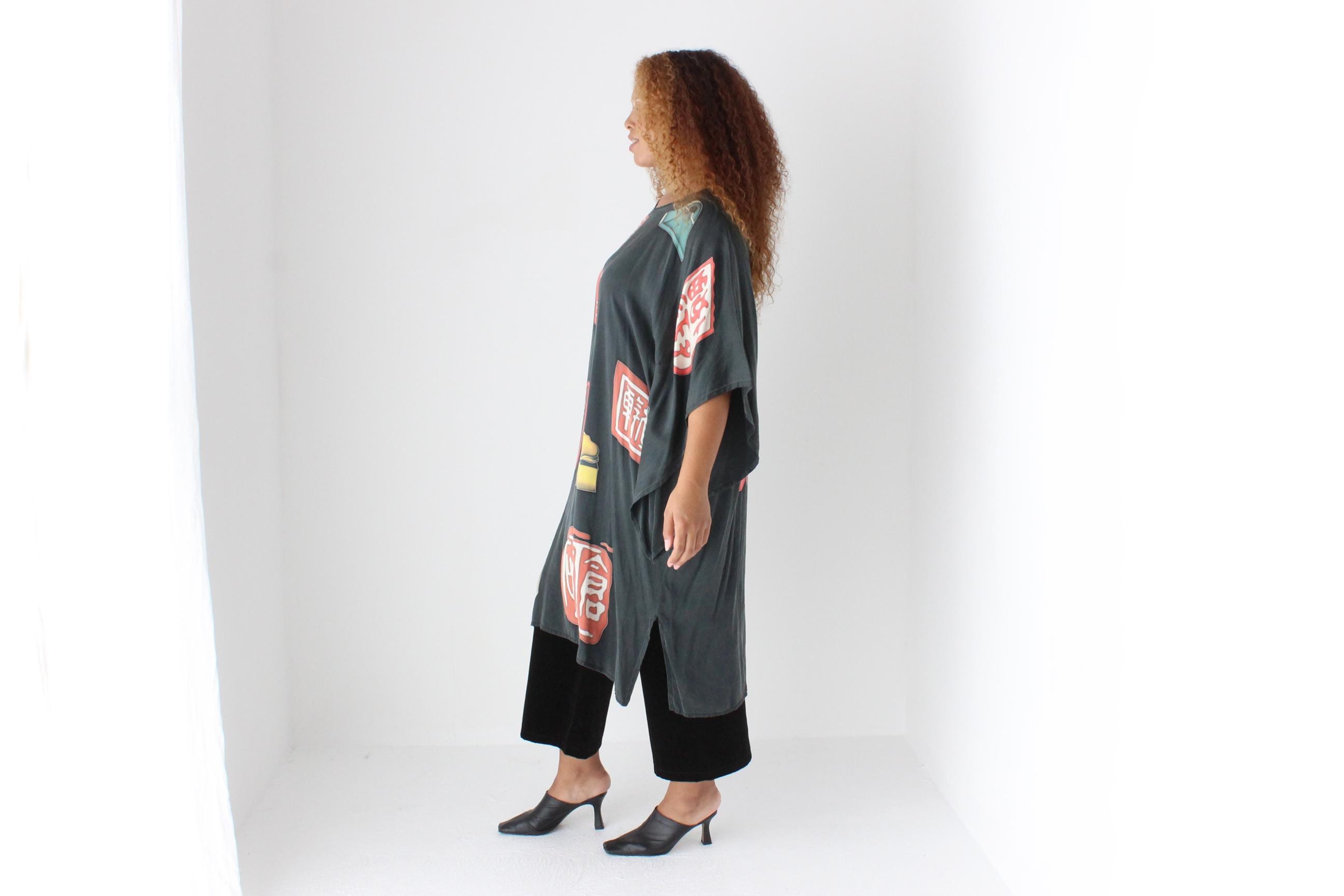 90s Mulberry Silk Japanese Pop Art Dress