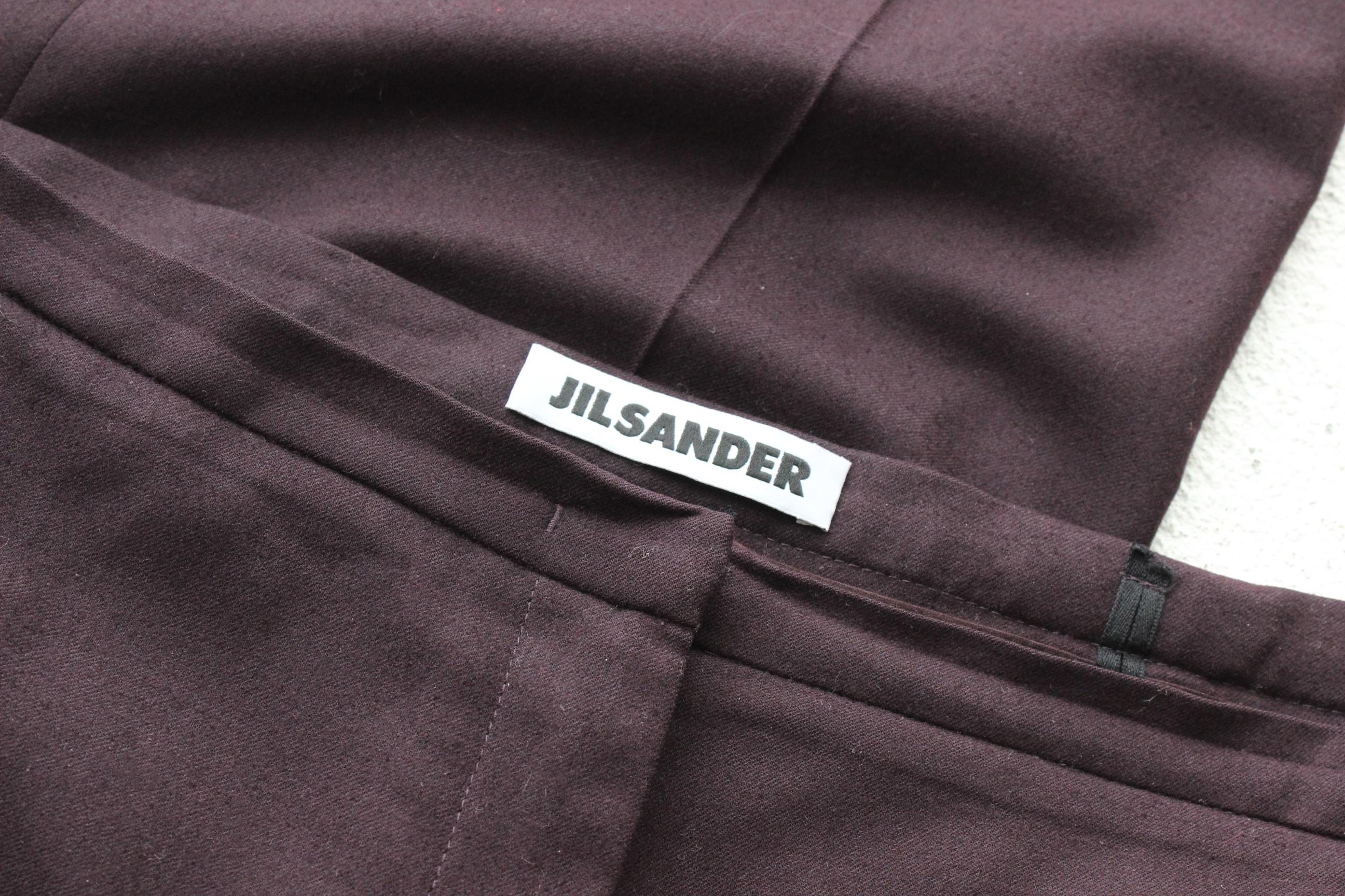 2000s JIL SANDER Wool Fitted Trousers in Aubergine