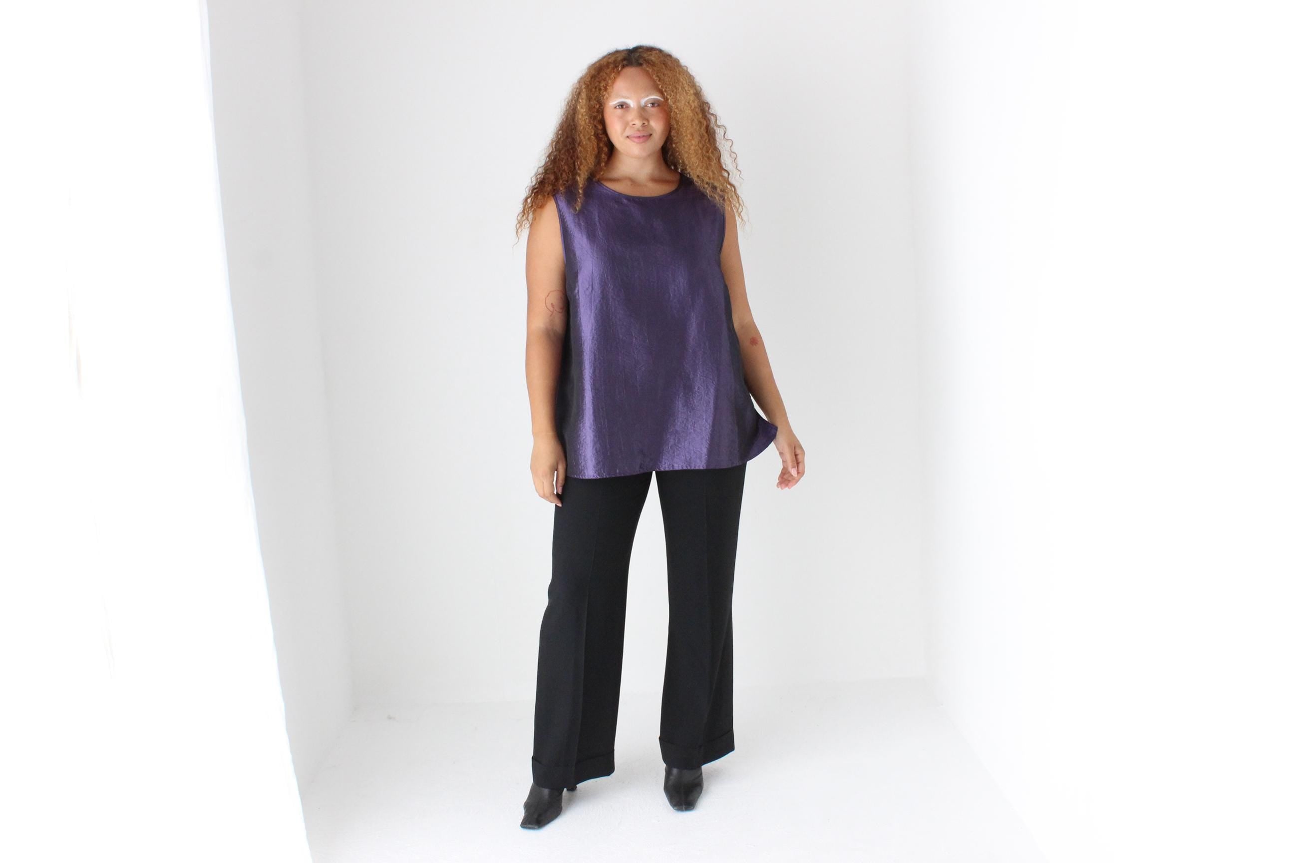 Fab 90s Purple Metallic Party Top